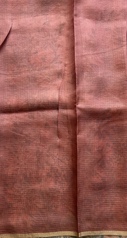 Silk kota Saree Rose Pink colored Elegantly Paired with a Borderless. - Sampradaya Designer Studio