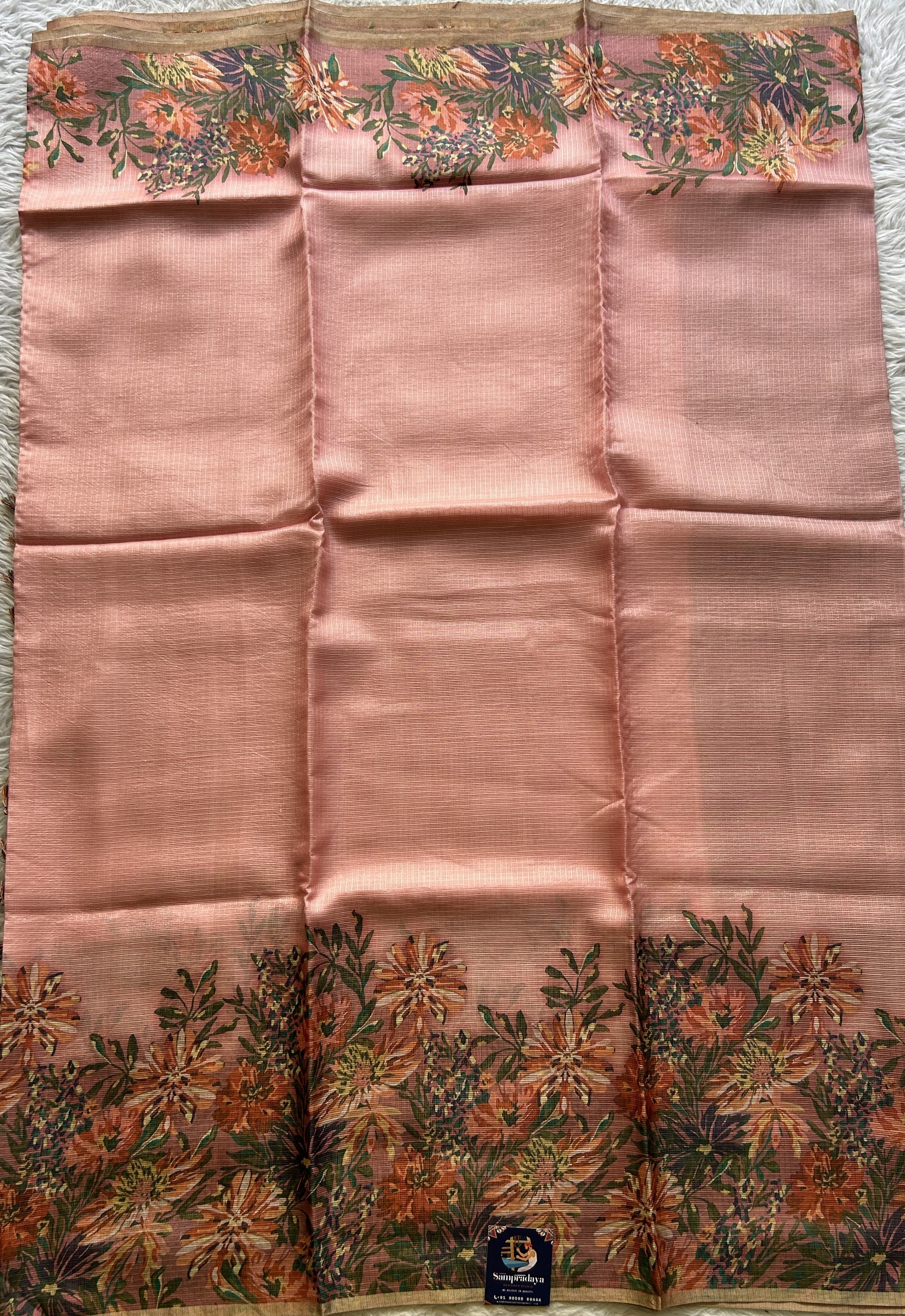 Silk kota Saree Rose Pink colored Elegantly Paired with a Borderless. - Sampradaya Designer Studio