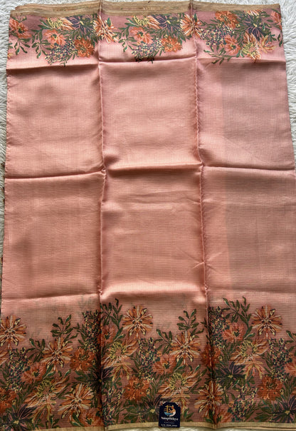 Silk kota Saree Rose Pink colored Elegantly Paired with a Borderless. - Sampradaya Designer Studio