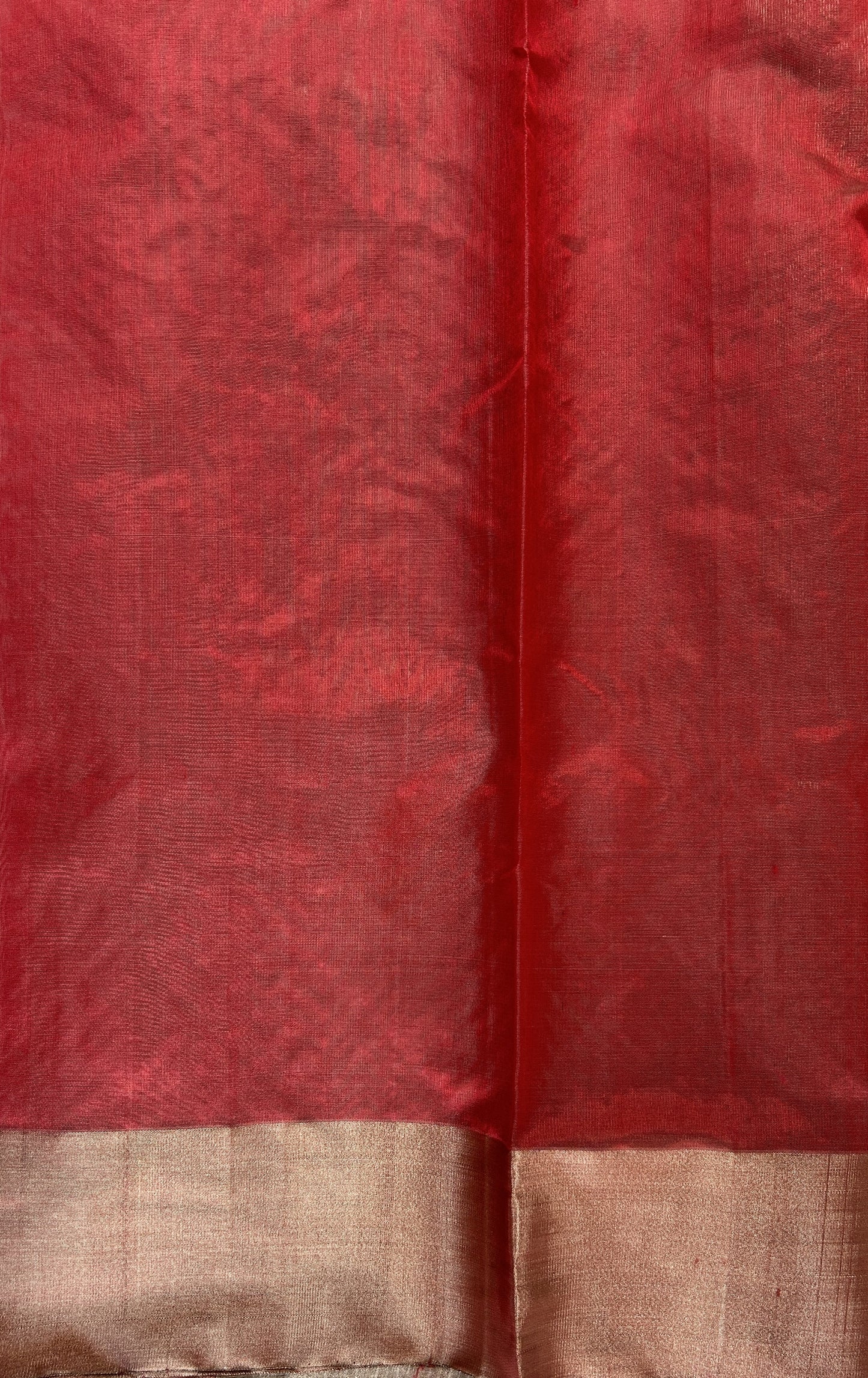 Chanderi Pattu Saree Peach colored saree complemented with a Silver Zari border - Sampradaya Designer Studio