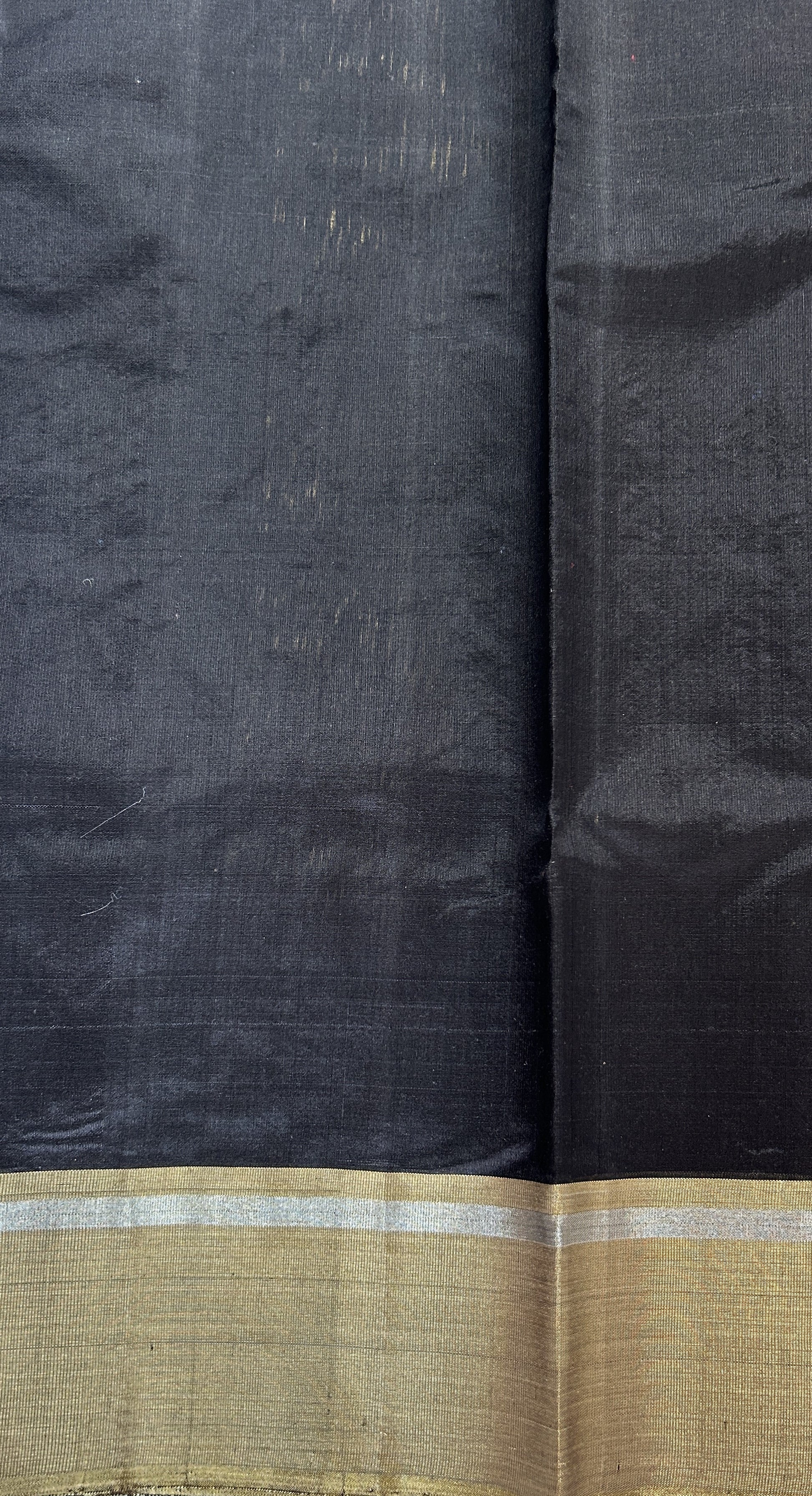 Chanderi Pattu Saree Black colored saree complemented with a Gold Zari border - Sampradaya Designer Studio