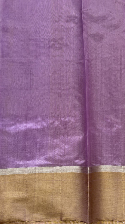 Chanderi Pattu Saree Lavender colored saree complemented with a Gold Zari border - Sampradaya Designer Studio