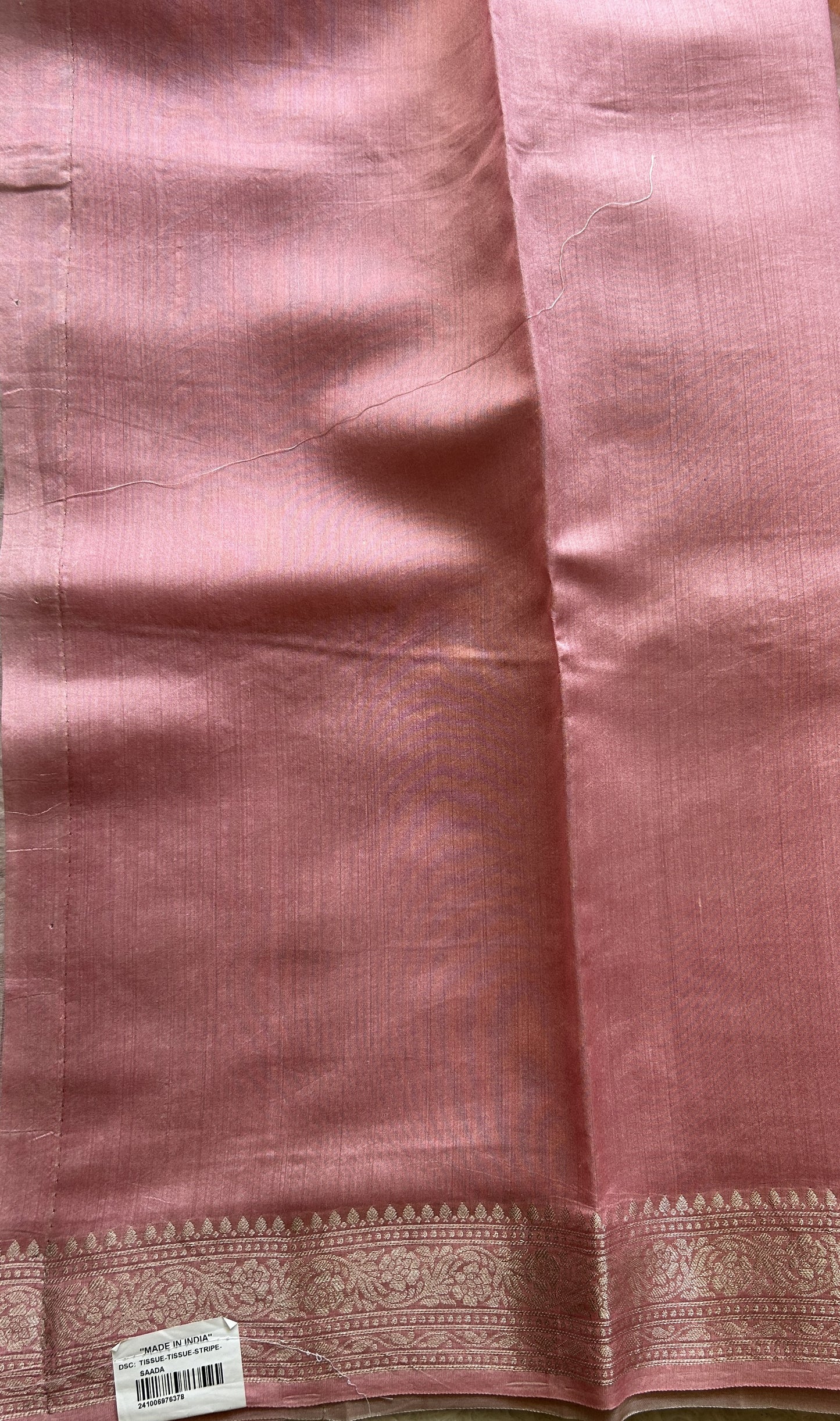 Banarasi Tissue Kora Saree Pastel Pink Colored Complemented with a Zari Border. - Sampradaya Designer Studio