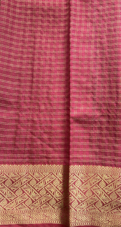 Semi Georgette Saree Purple Colored Complemented with a Zari Border. - Sampradaya Designer Studio
