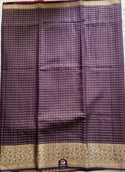 Semi Georgette Saree Purple Colored Complemented with a Zari Border. - Sampradaya Designer Studio