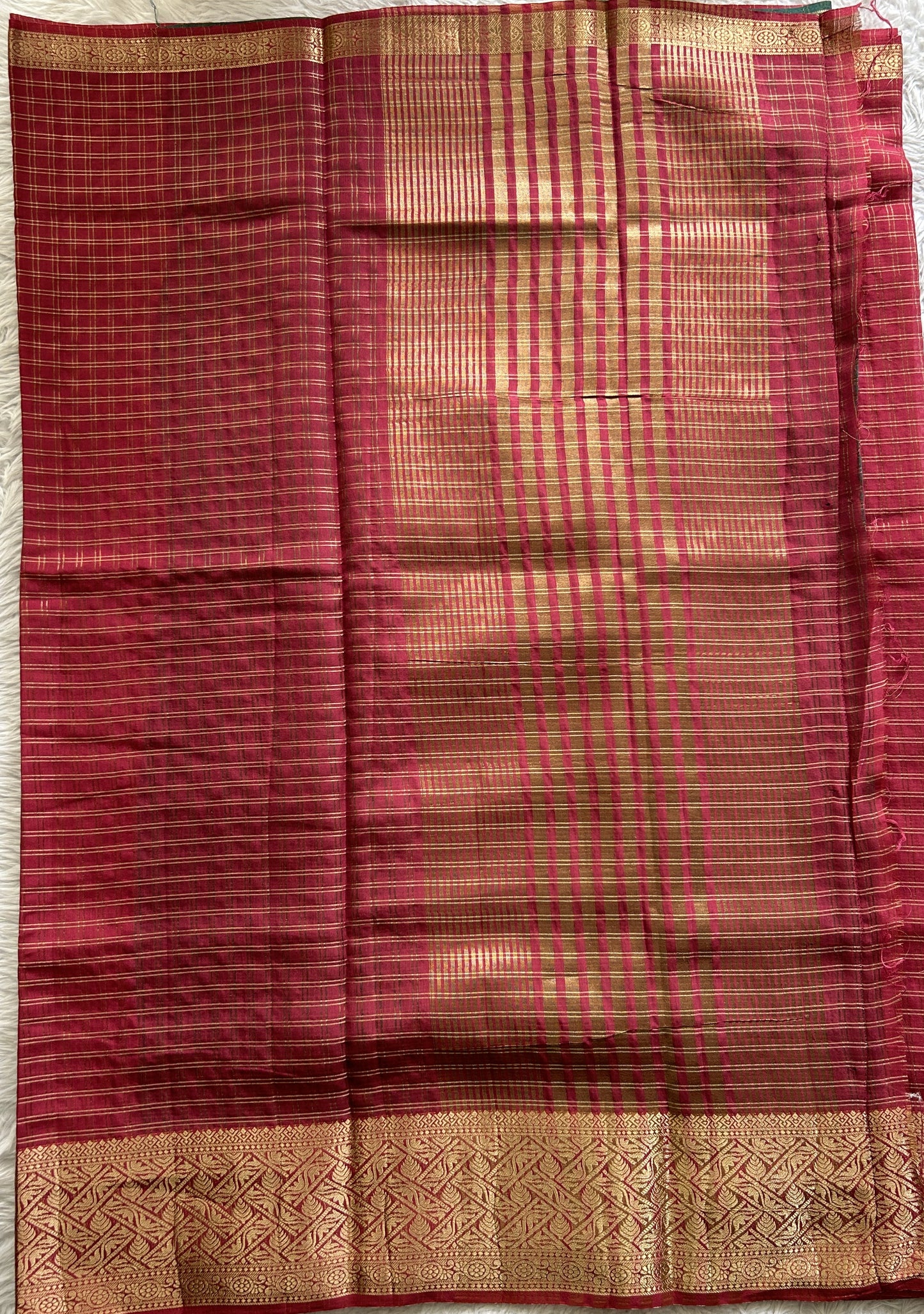Semi Georgette Saree Maroon Colored Complemented with a Zari Border. - Sampradaya Designer Studio