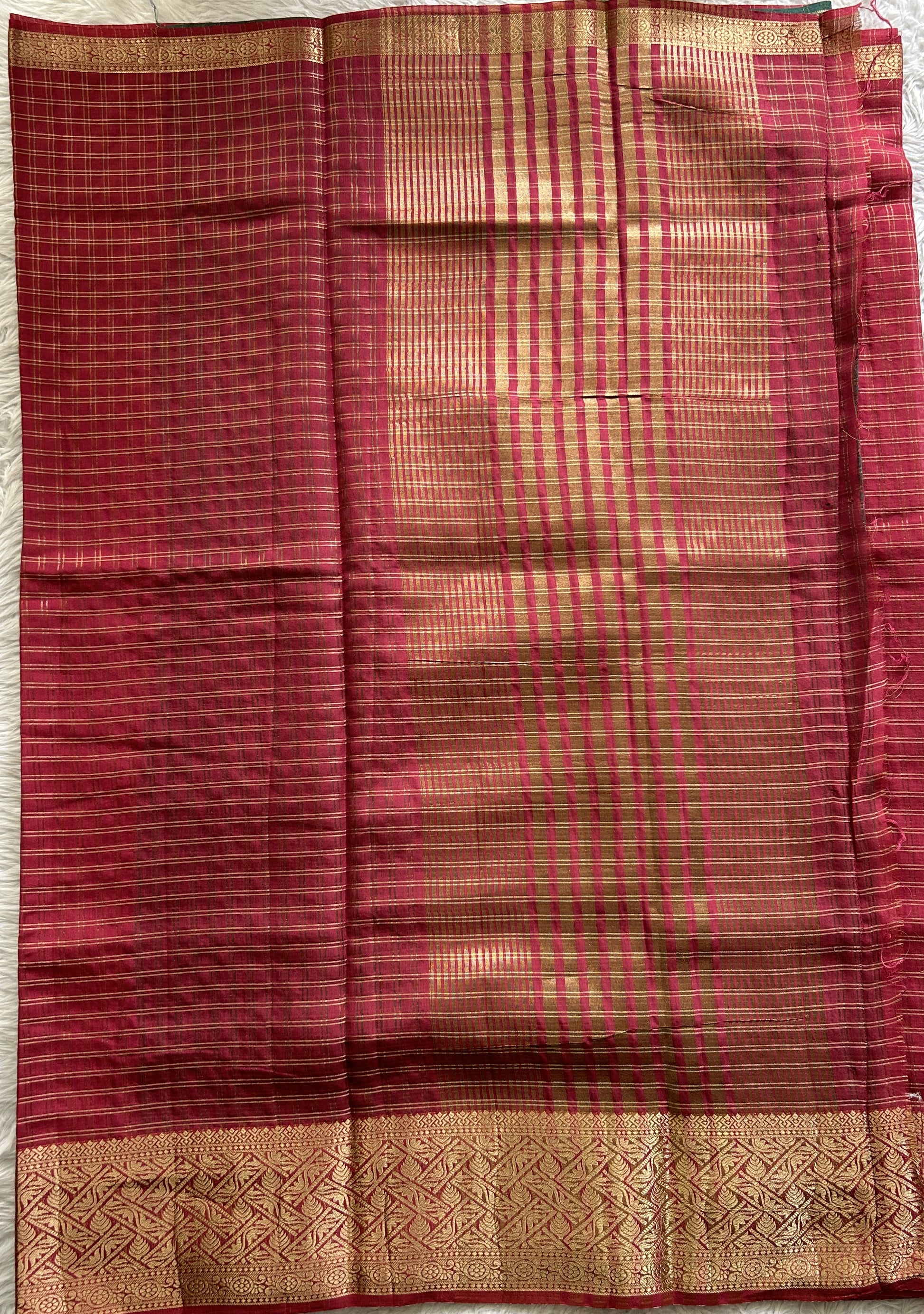 Semi Georgette Saree Maroon Colored Complemented with a Zari Border. - Sampradaya Designer Studio