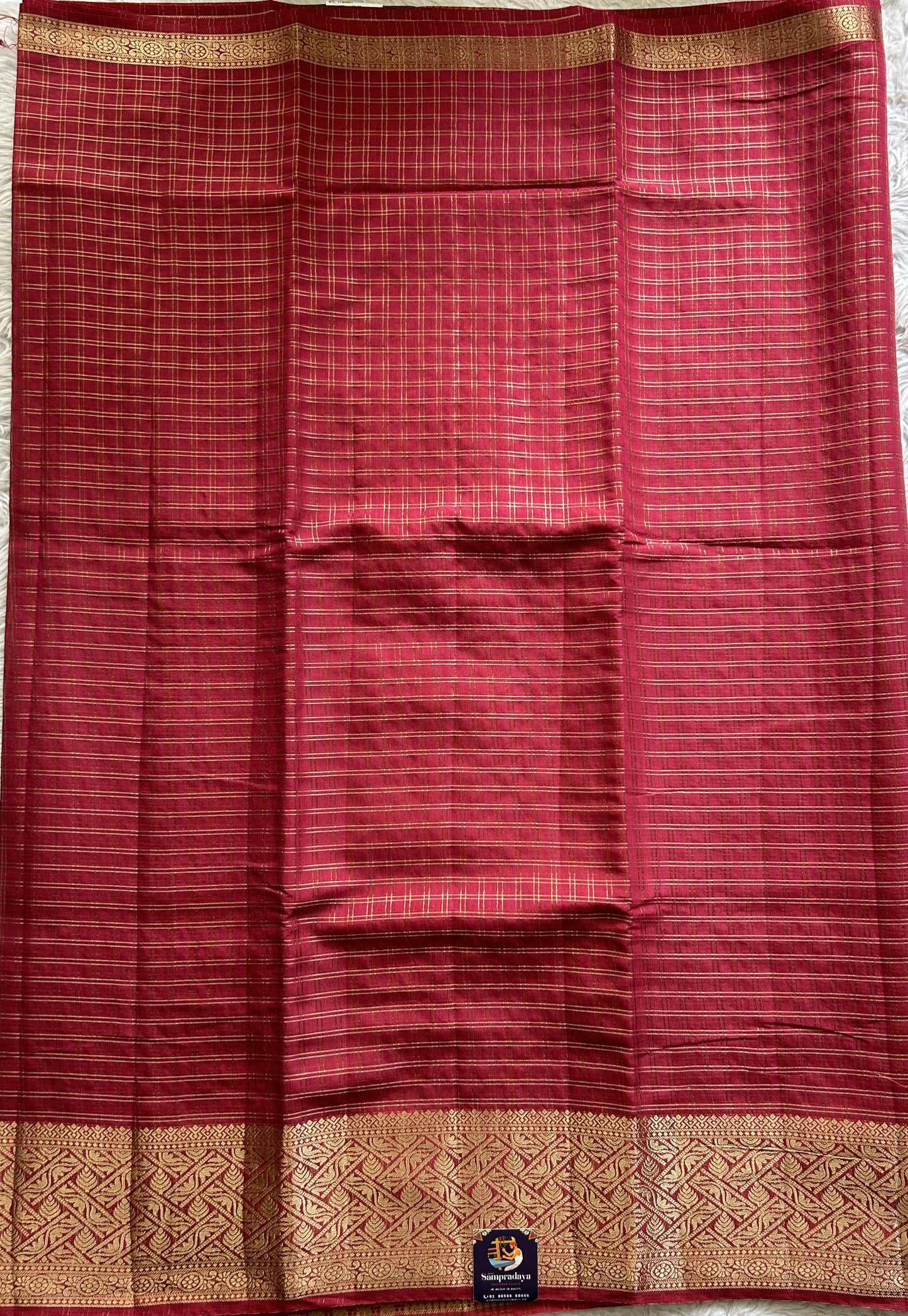 Semi Georgette Saree Maroon Colored Complemented with a Zari Border. - Sampradaya Designer Studio