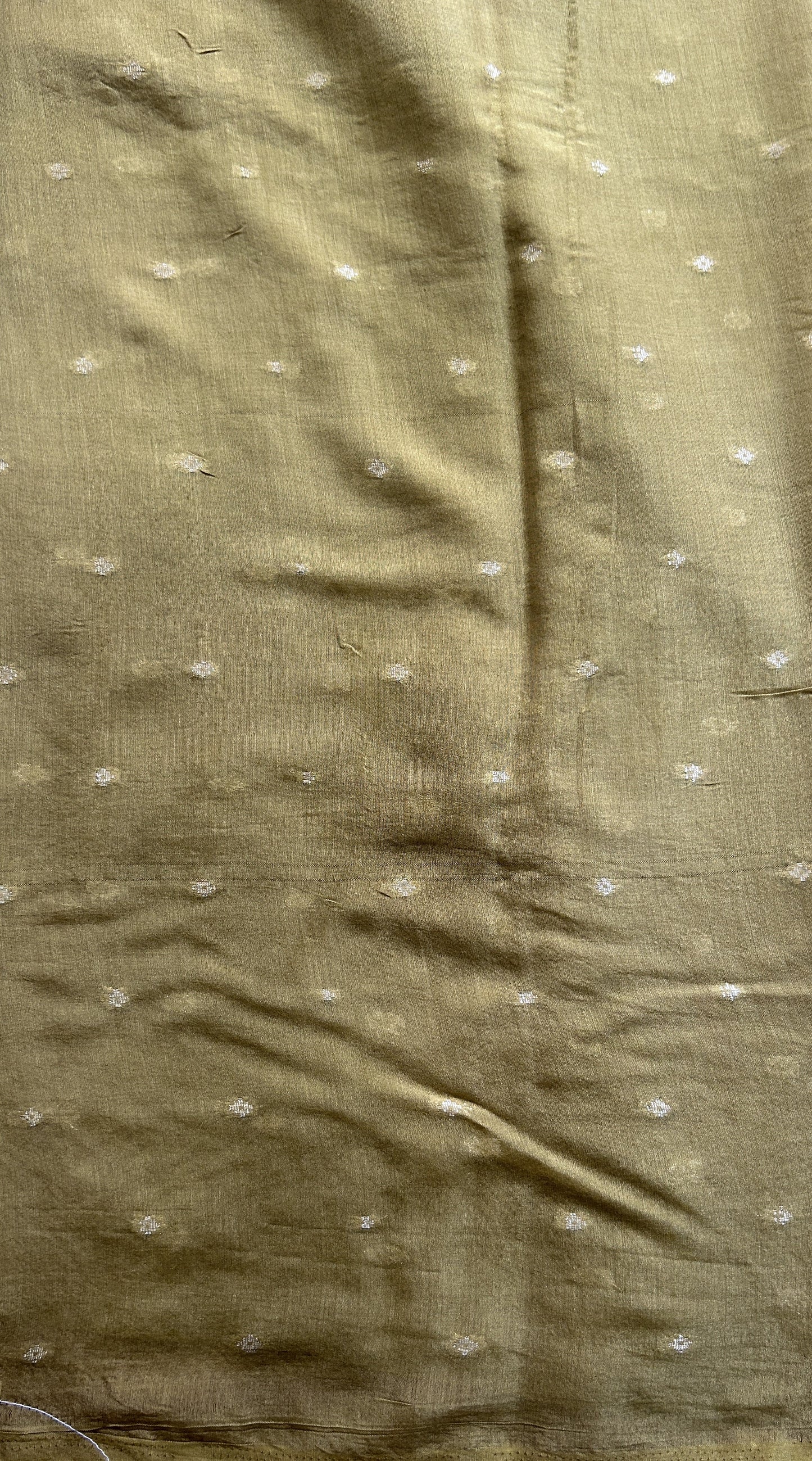 Semi Georgette Saree Light Brown Colored Complemented with a Zari Border. - Sampradaya Designer Studio