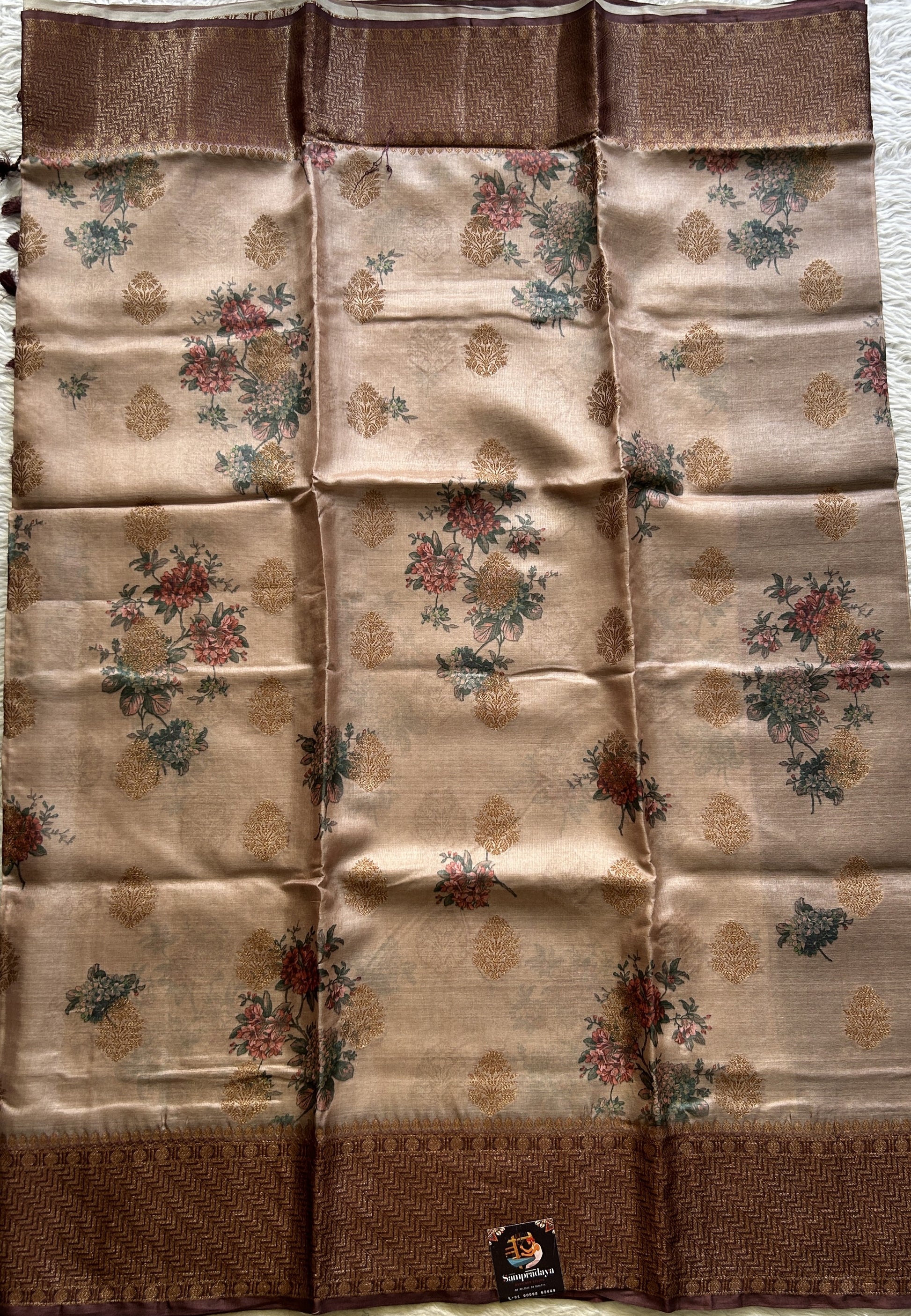 Pure Tussar Silk Saree Light Onion Pink Color Complemented with a Zari Border. - Sampradaya Designer Studio