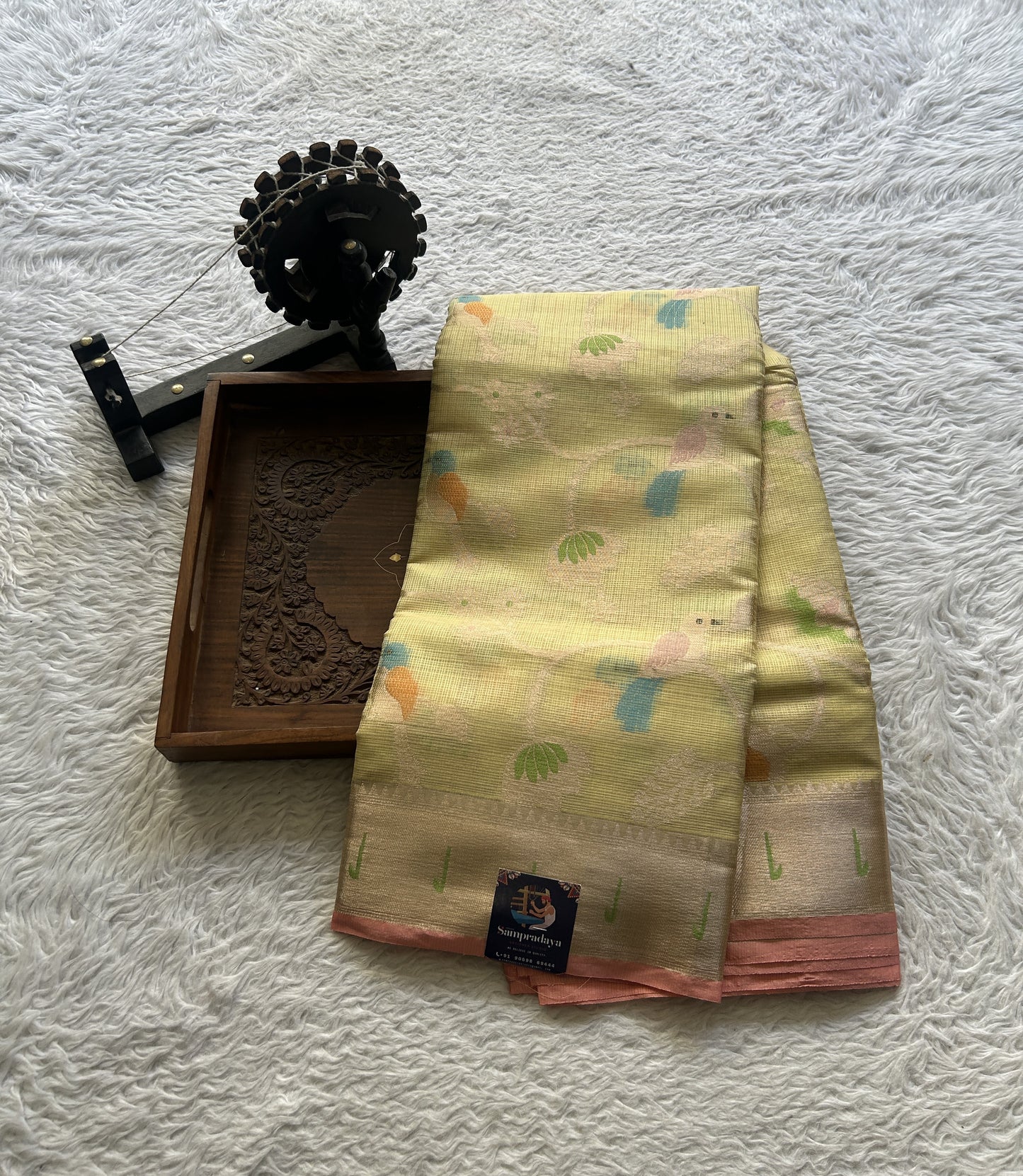 Cotton Kota Saree Light Yellow Colored Complemented with a Muniya Border. - Sampradaya Designer Studio