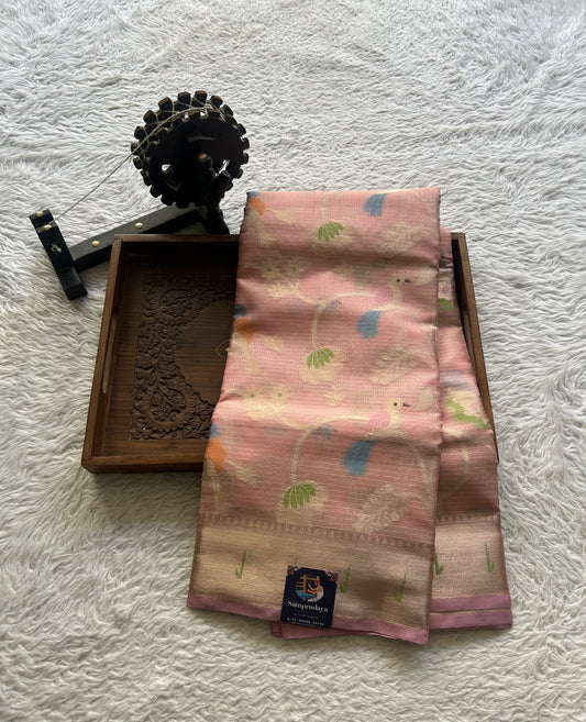 Cotton Kota Saree Dark Peach Colored Complemented with a Muniya Border. - Sampradaya Designer Studio