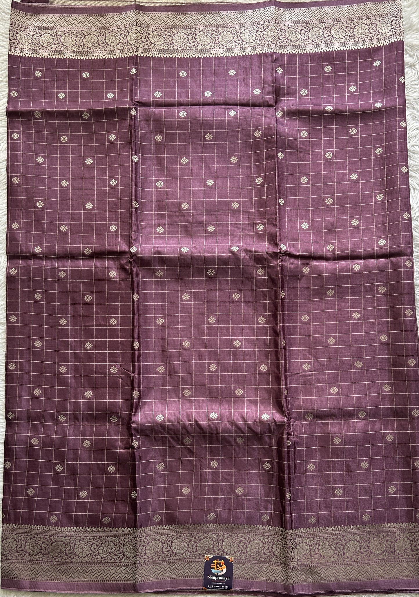 Semi Georgette Saree Lavender Colored Complemented with a Zari Border. - Sampradaya Designer Studio