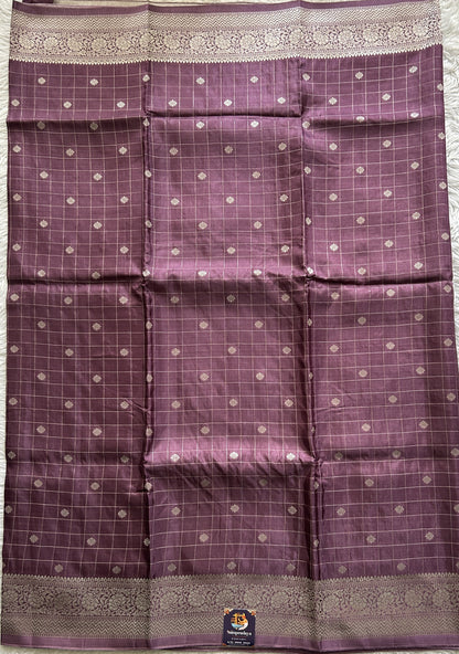 Semi Georgette Saree Lavender Colored Complemented with a Zari Border. - Sampradaya Designer Studio