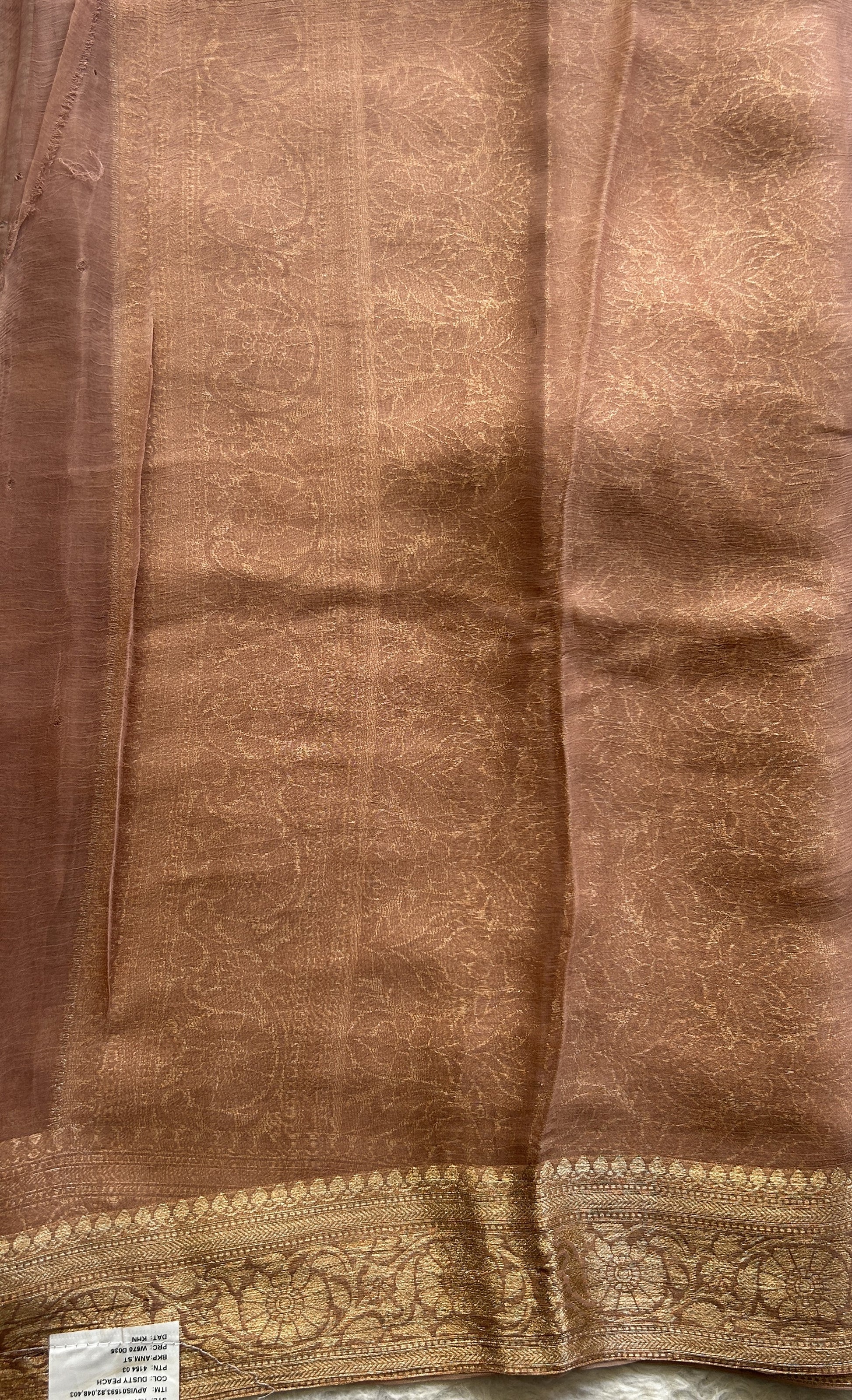 Semi Georgette Saree Peanut Colored Elegantly Paired with a Zari Border. - Sampradaya Designer Studio