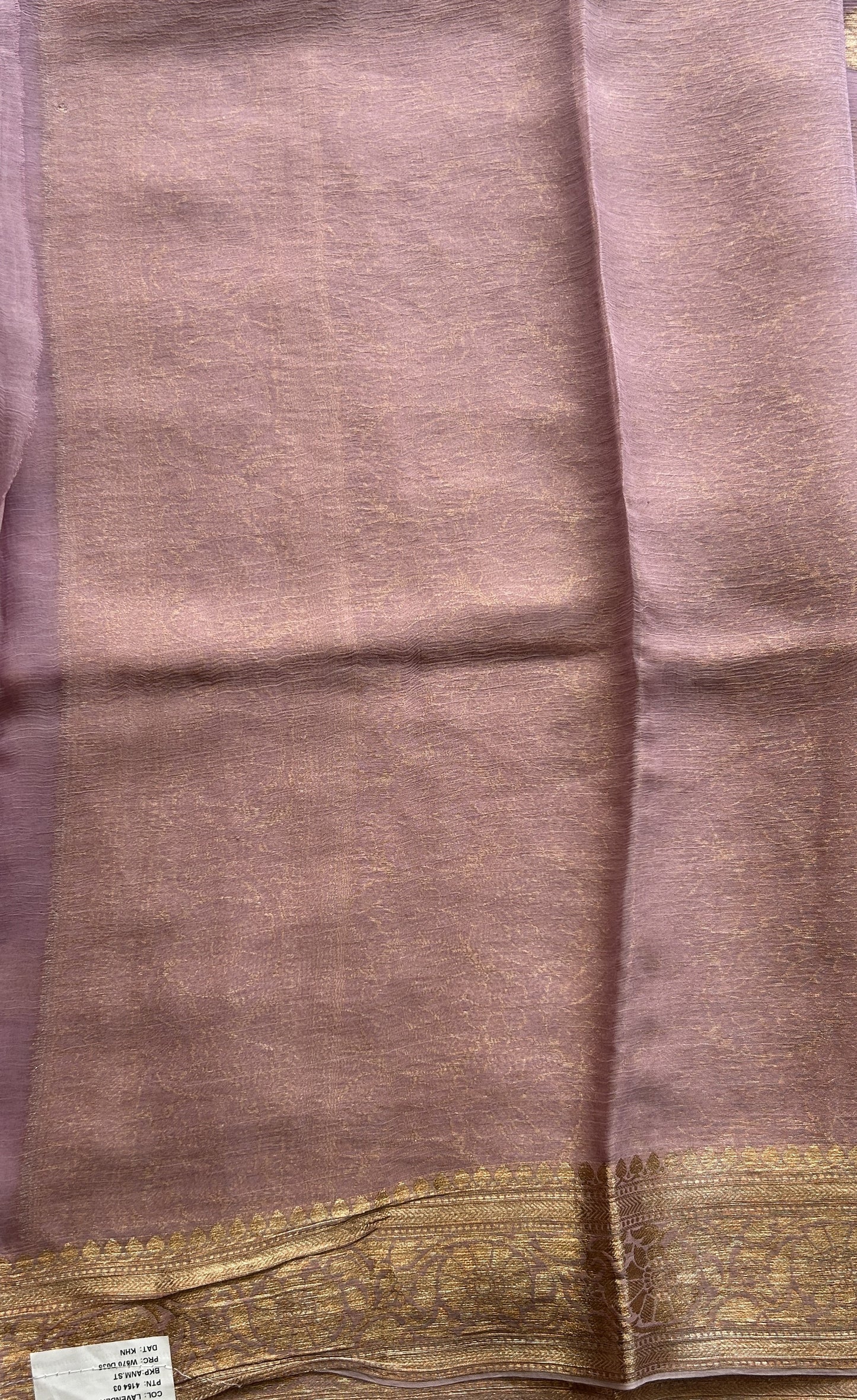 Semi Georgette Saree Light Lavender Colored Elegantly Paired with a Zari Border. - Sampradaya Designer Studio