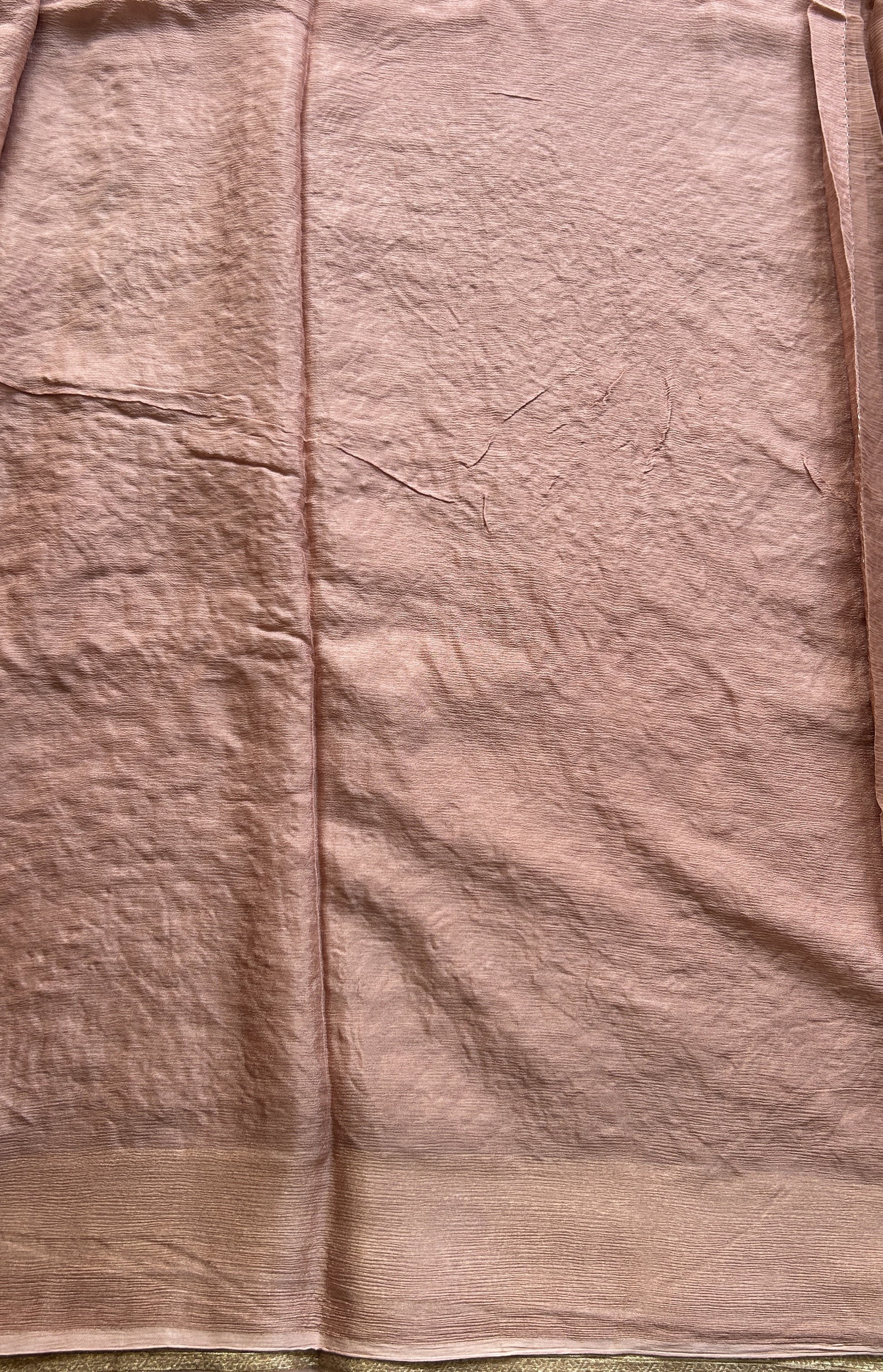 Semi Georgette Saree Light Brown Colored Elegantly Paired with a Zari Border. - Sampradaya Designer Studio