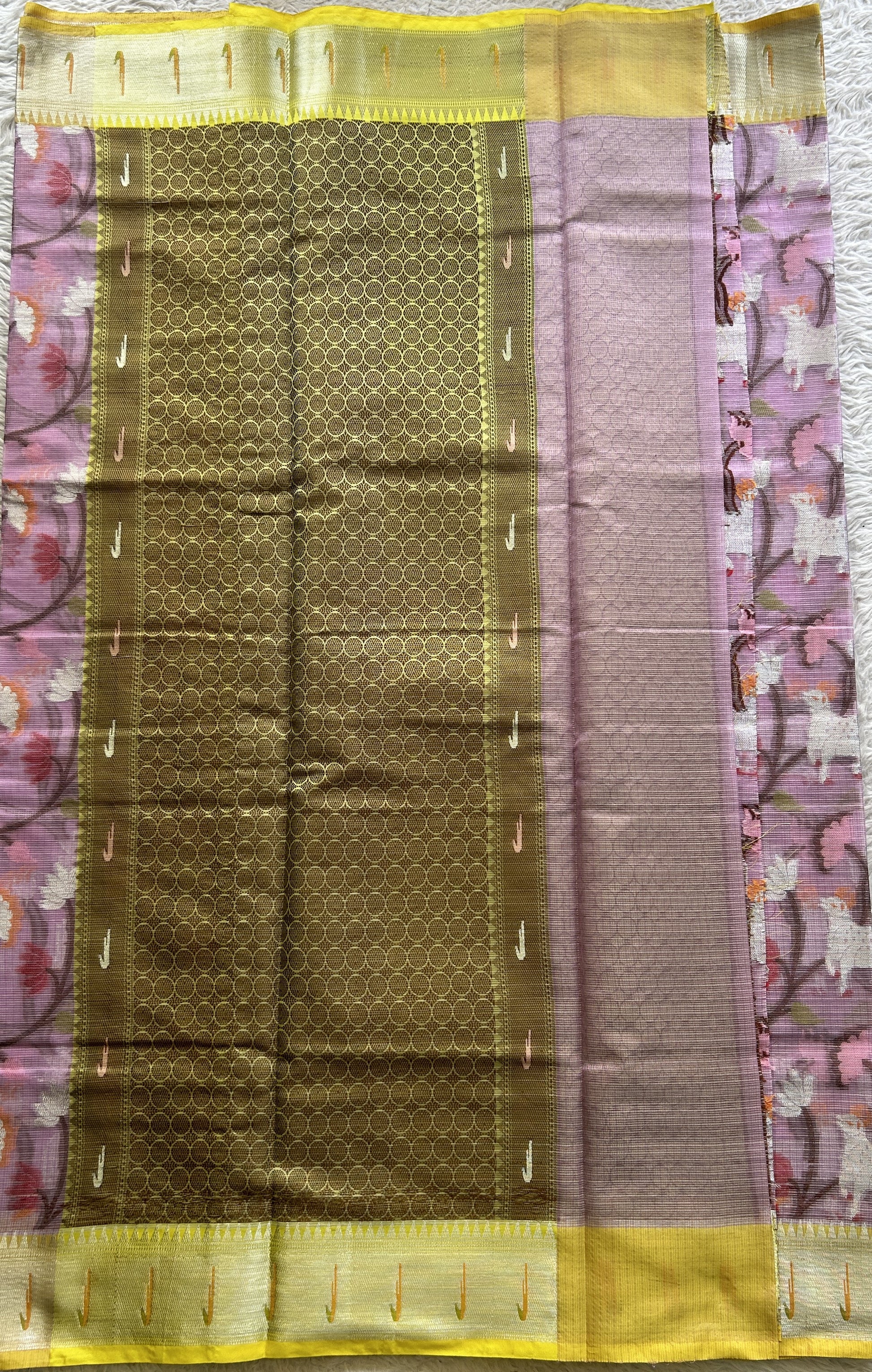 Cotton Kota Saree Lilac Colored Complemented with a Muniya Border. - Sampradaya Designer Studio