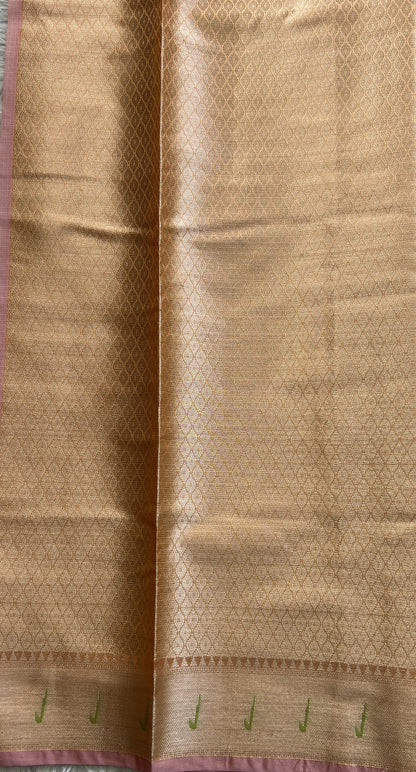Cotton Kota Saree Dark Peach Colored Complemented with a Muniya Border. - Sampradaya Designer Studio
