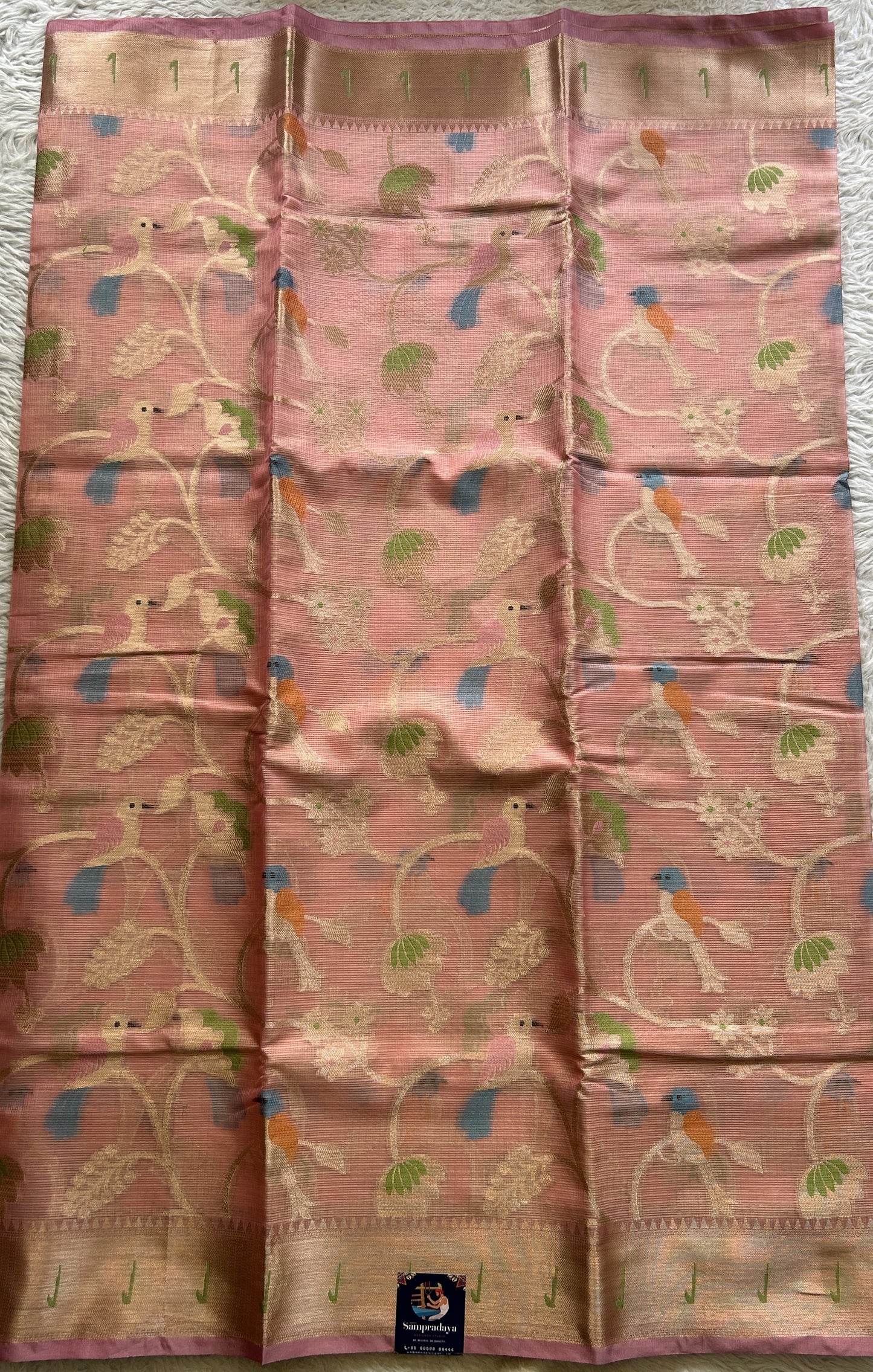 Cotton Kota Saree Dark Peach Colored Complemented with a Muniya Border. - Sampradaya Designer Studio