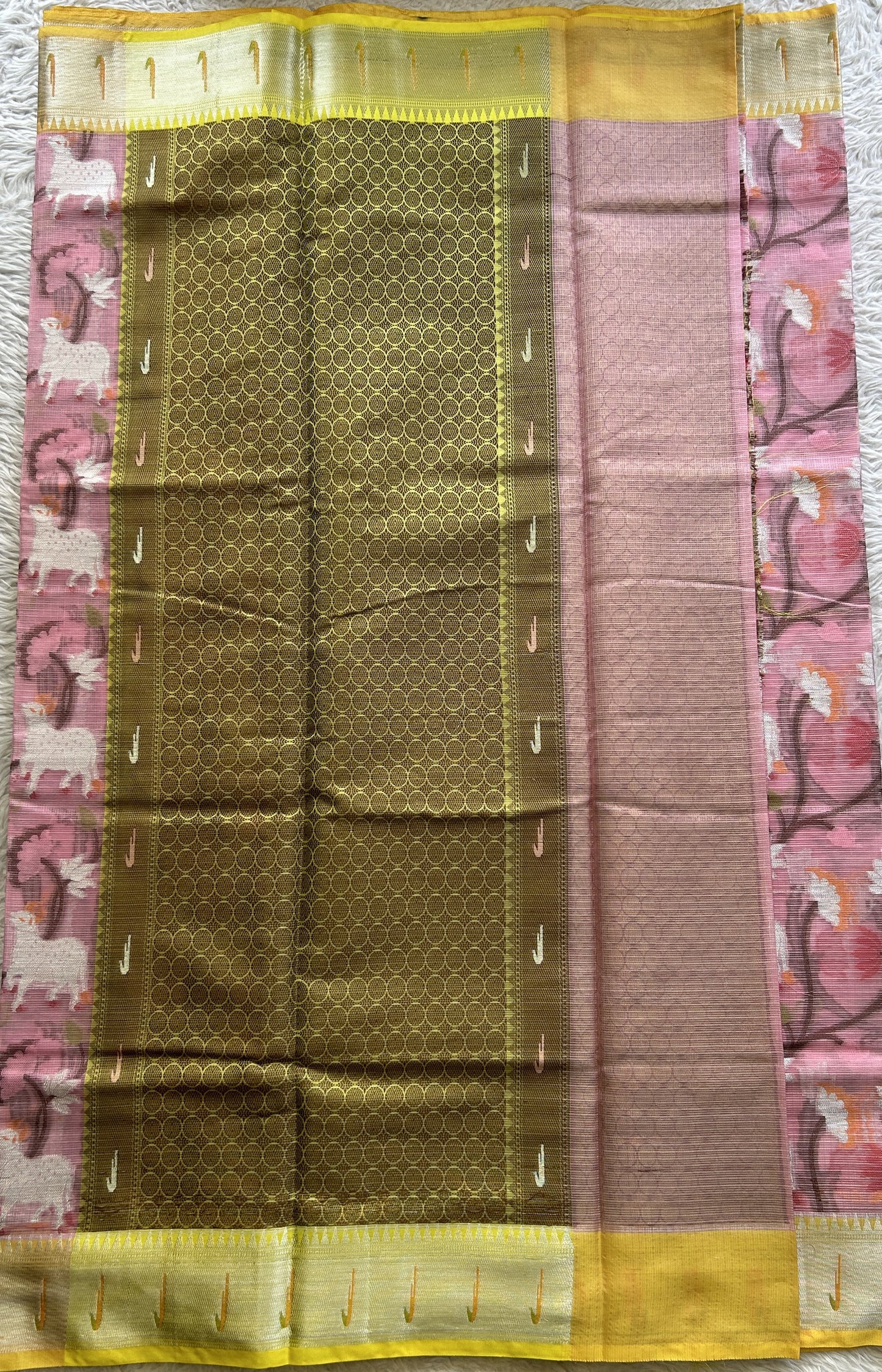 Cotton Kota Saree Baby Pink Colored Complemented with a Muniya Border. - Sampradaya Designer Studio