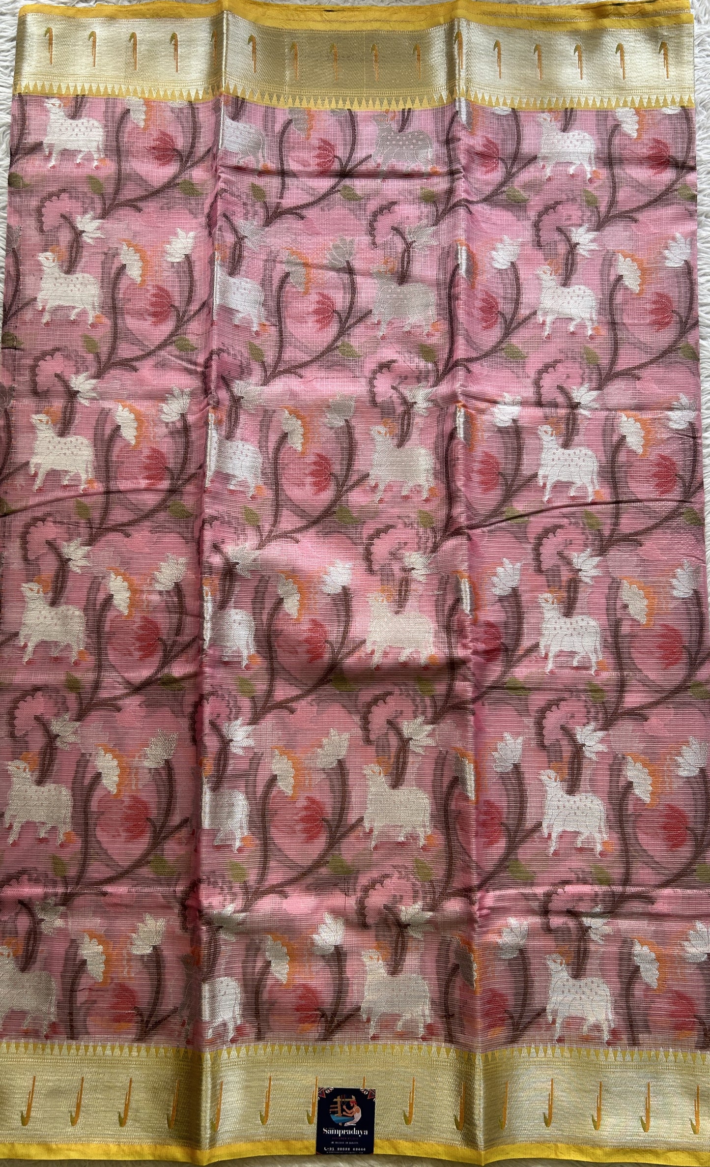 Cotton Kota Saree Baby Pink Colored Complemented with a Muniya Border. - Sampradaya Designer Studio