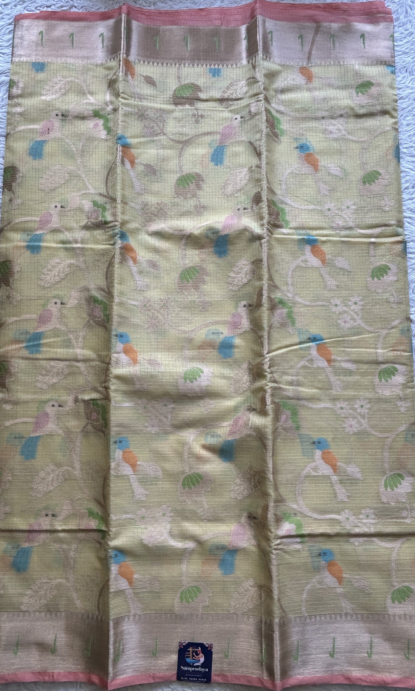 Cotton Kota Saree Light Yellow Colored Complemented with a Muniya Border. - Sampradaya Designer Studio