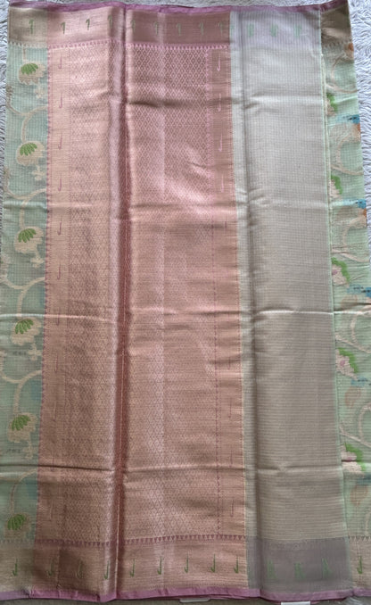 Cotton Kota Saree Light Sea Green Colored Complemented with a Muniya Border. - Sampradaya Designer Studio