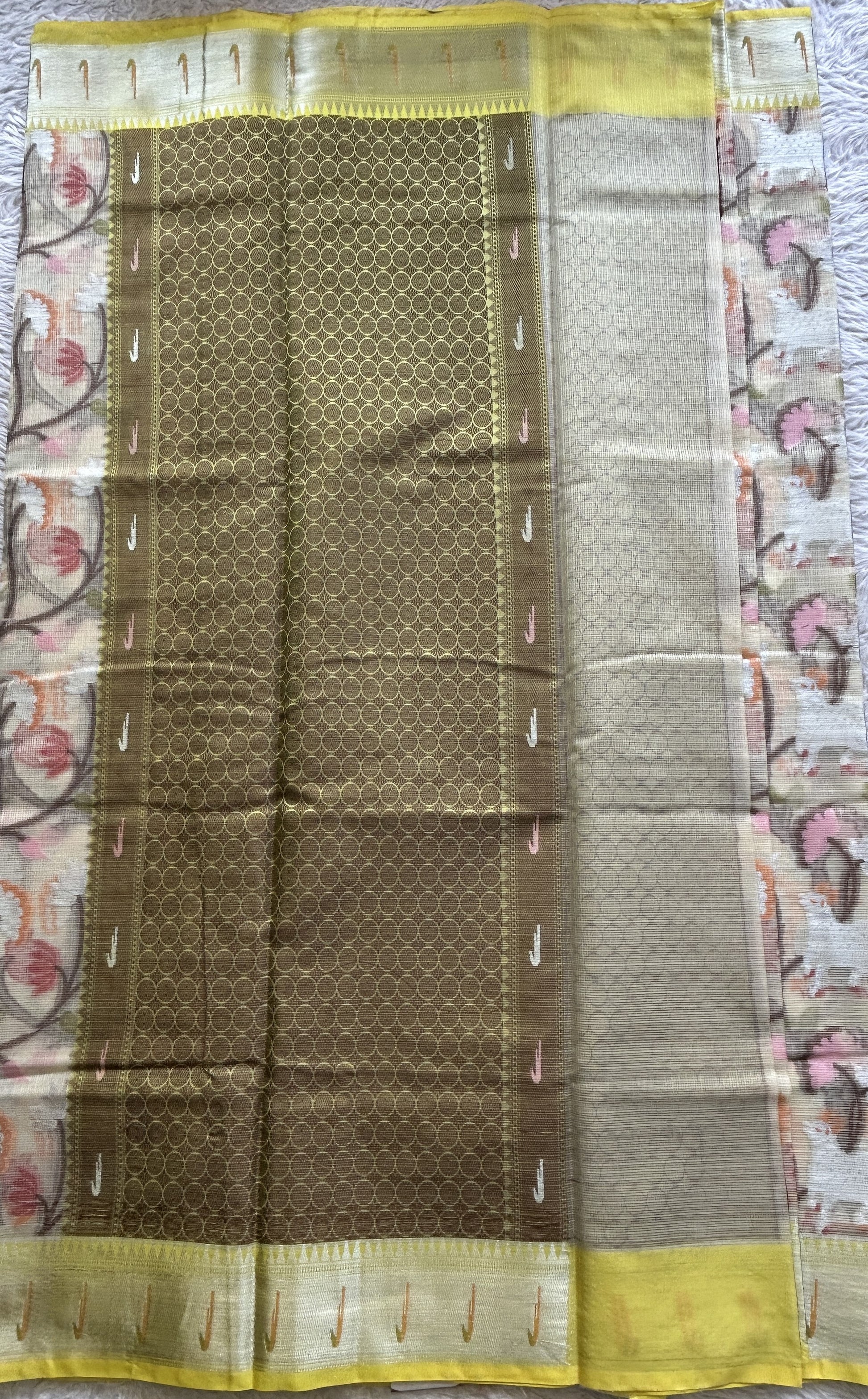 Cotton Kota Saree Beige Colored Complemented with a Muniya Border. - Sampradaya Designer Studio