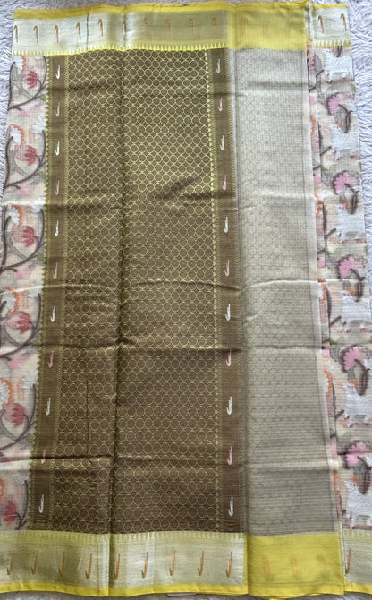 Cotton Kota Saree Beige Colored Complemented with a Muniya Border. - Sampradaya Designer Studio