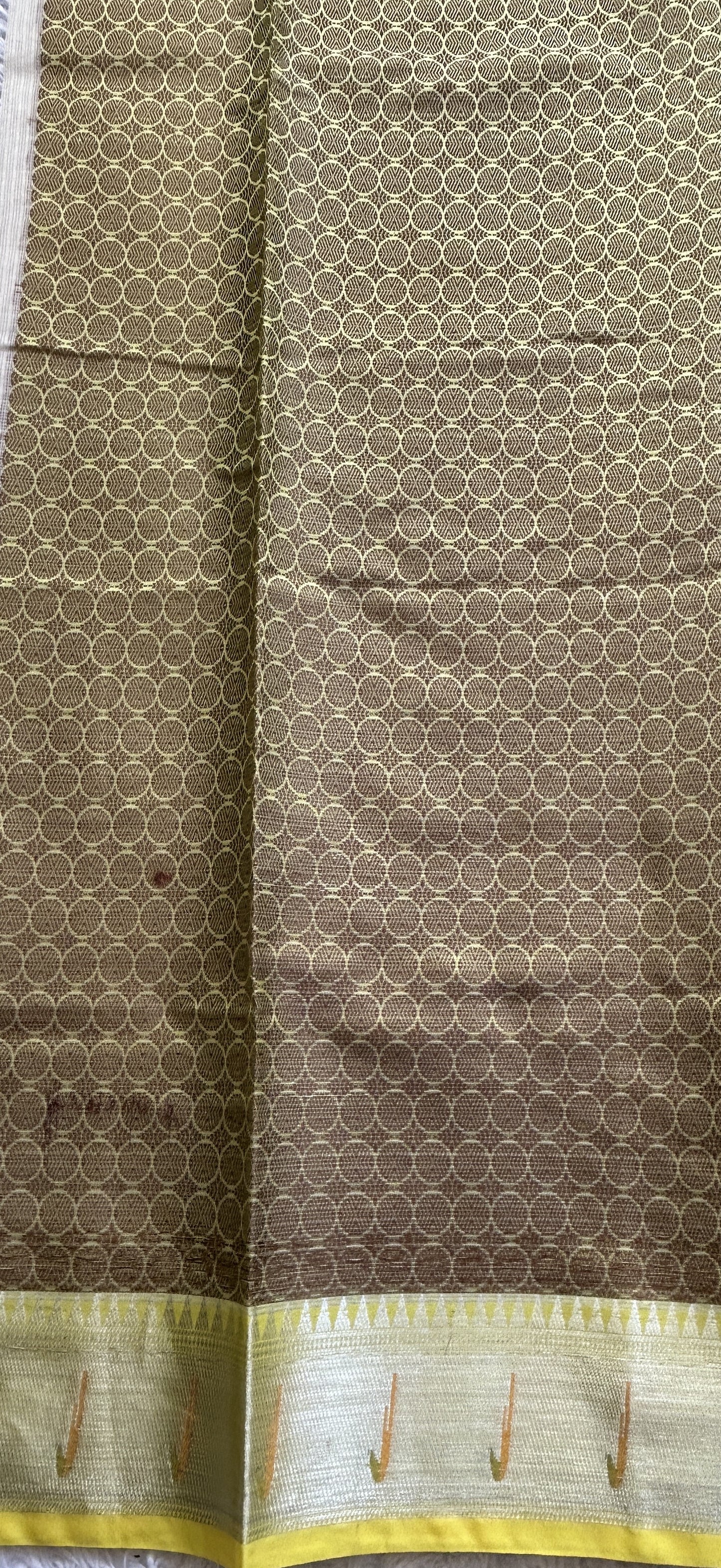 Cotton Kota Saree Beige Colored Complemented with a Muniya Border. - Sampradaya Designer Studio