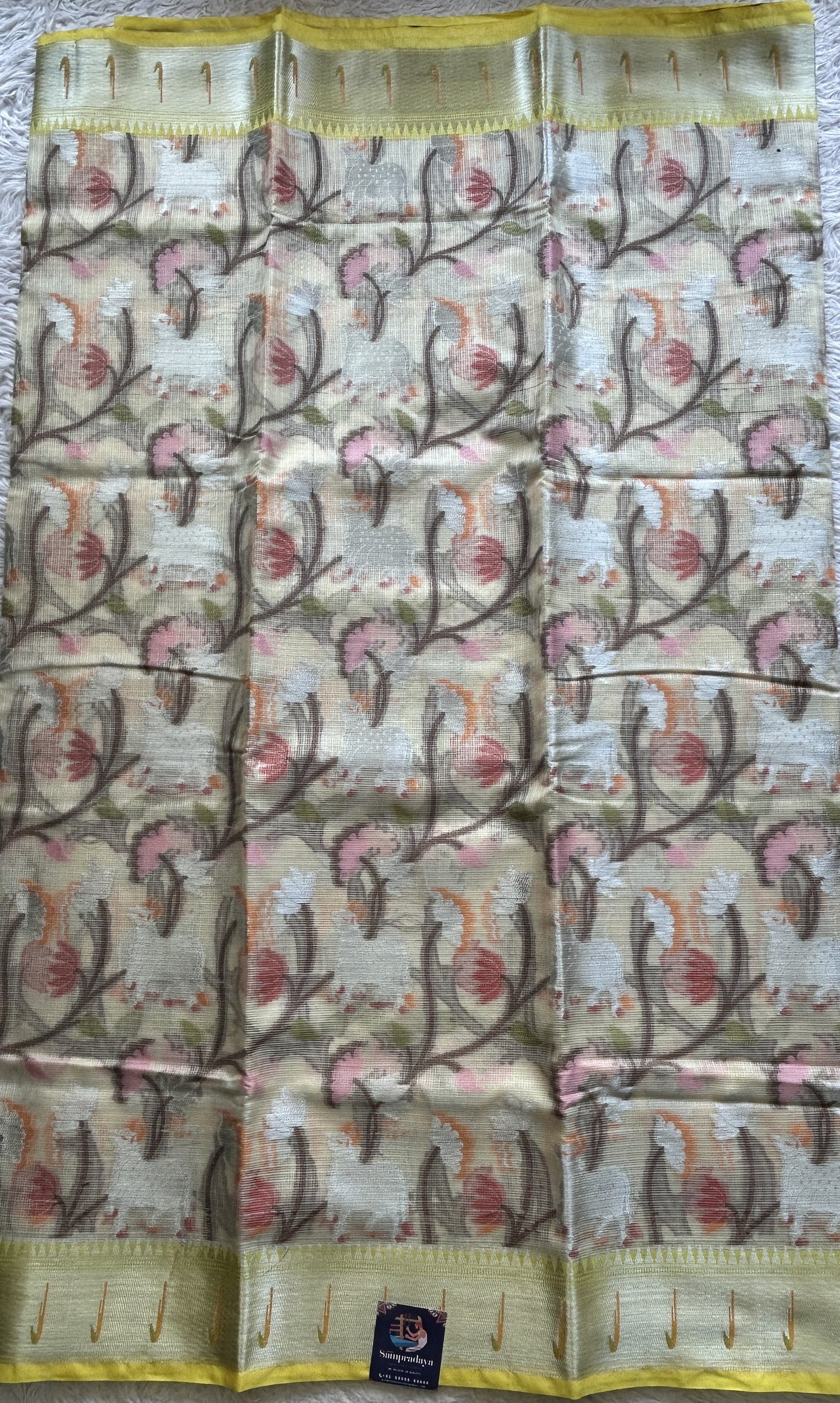 Cotton Kota Saree Beige Colored Complemented with a Muniya Border. - Sampradaya Designer Studio