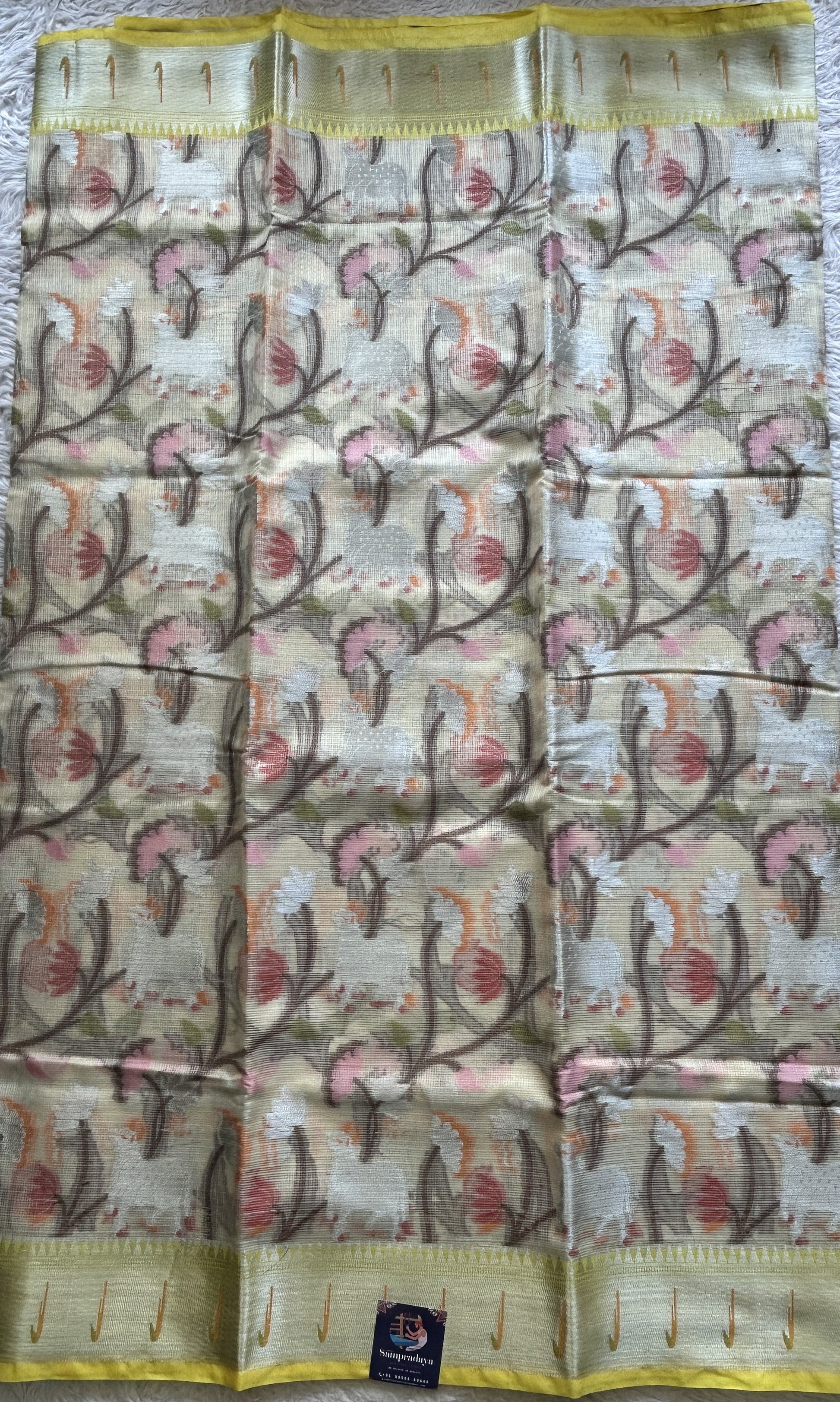 Cotton Kota Saree Beige Colored Complemented with a Muniya Border. - Sampradaya Designer Studio