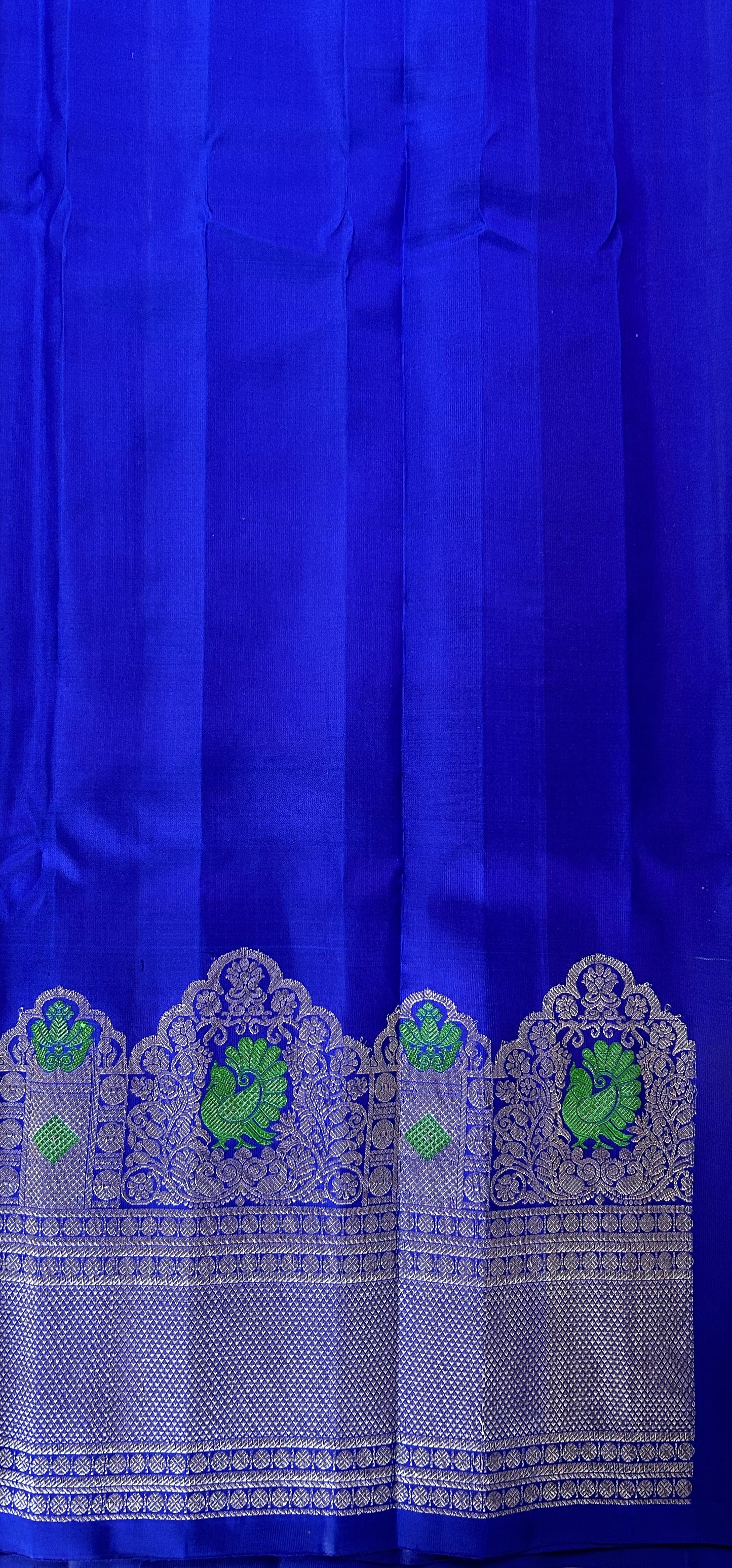 Gadwal Pattu Saree Royal Blue Colored Complemented With a Pattu Kanchi Border - Sampradaya Designer Studio
