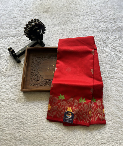 Chanderi Silk Saree Candy color Elegantly Paired with a Minakari border - Sampradaya Designer Studio