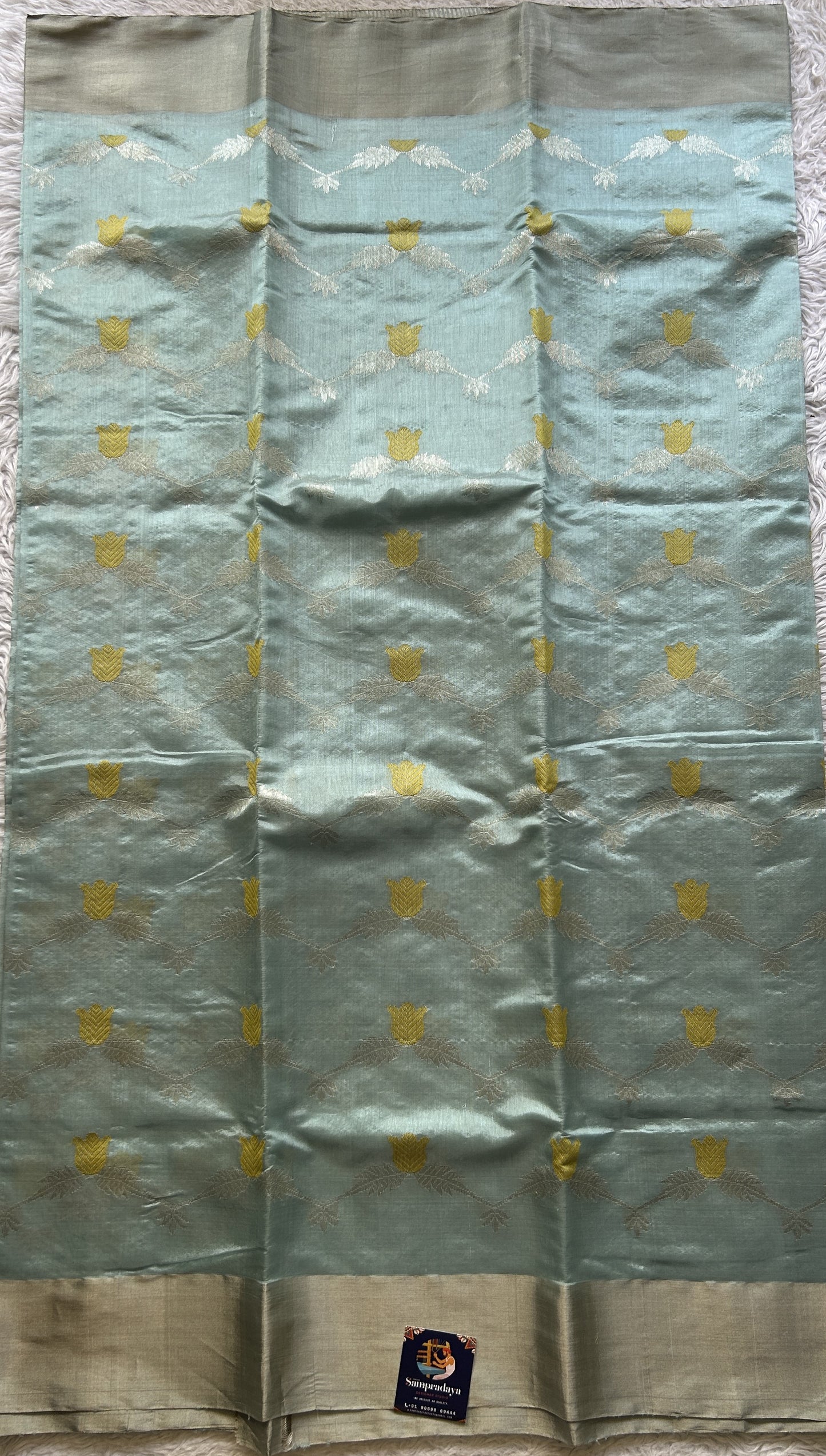 Chanderi Silk Allover Saree Sea Blue color Elegantly Paired with a Zari border - Sampradaya Designer Studio
