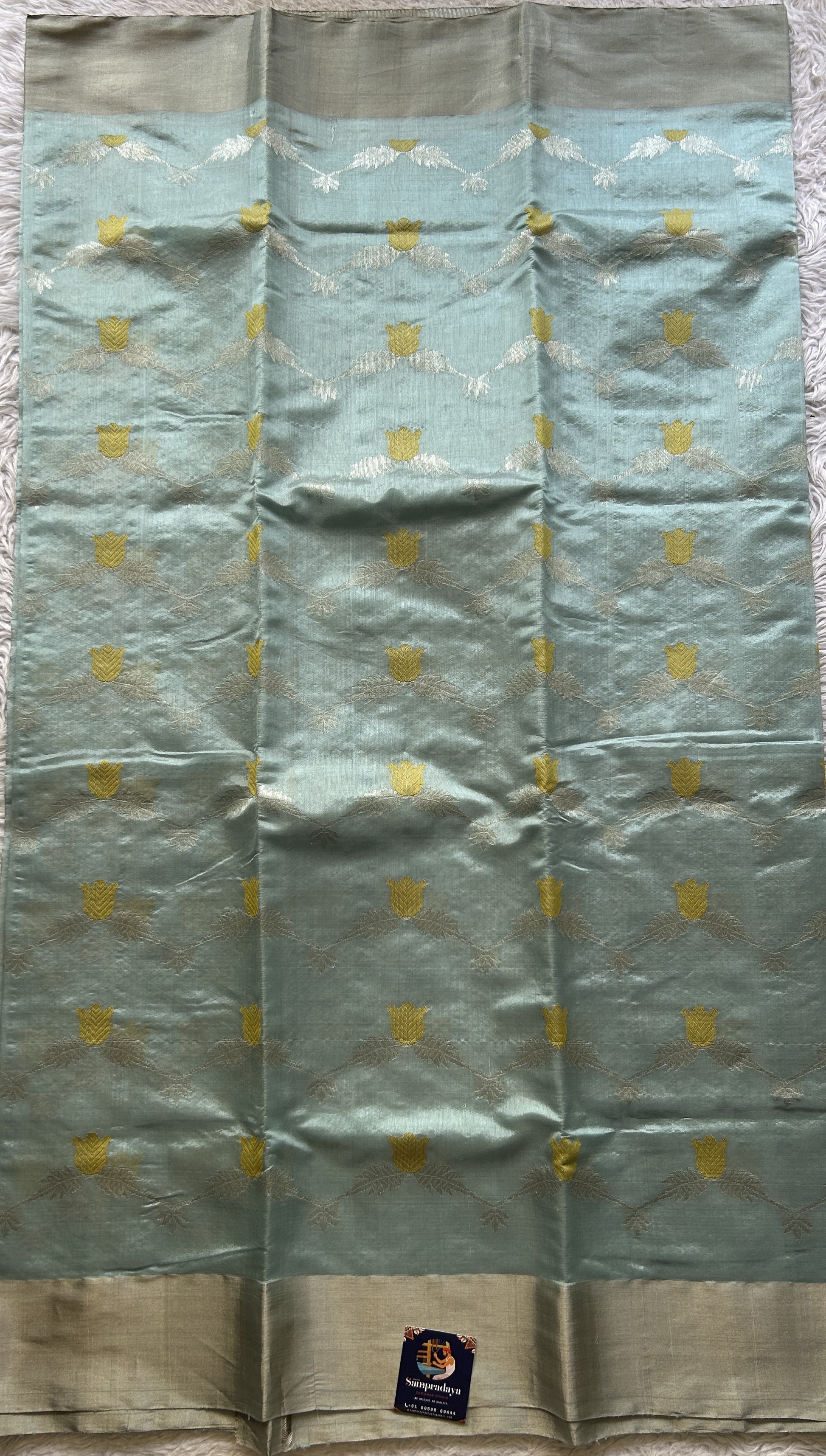 Chanderi Silk Allover Saree Sea Blue color Elegantly Paired with a Zari border - Sampradaya Designer Studio