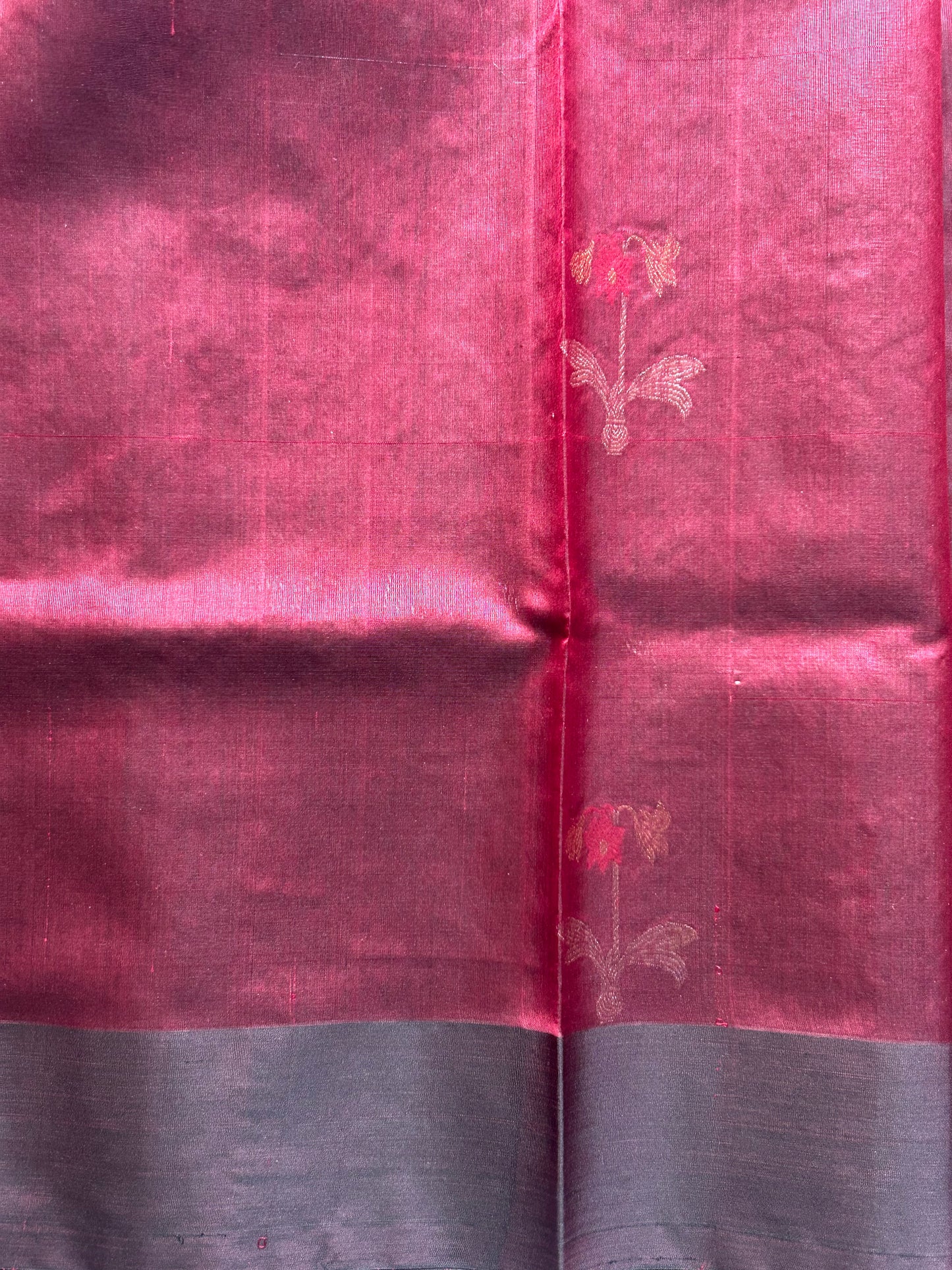 Chanderi Silk Saree Dark Brown color Elegantly Paired with a Brown Thread Border - Sampradaya Designer Studio