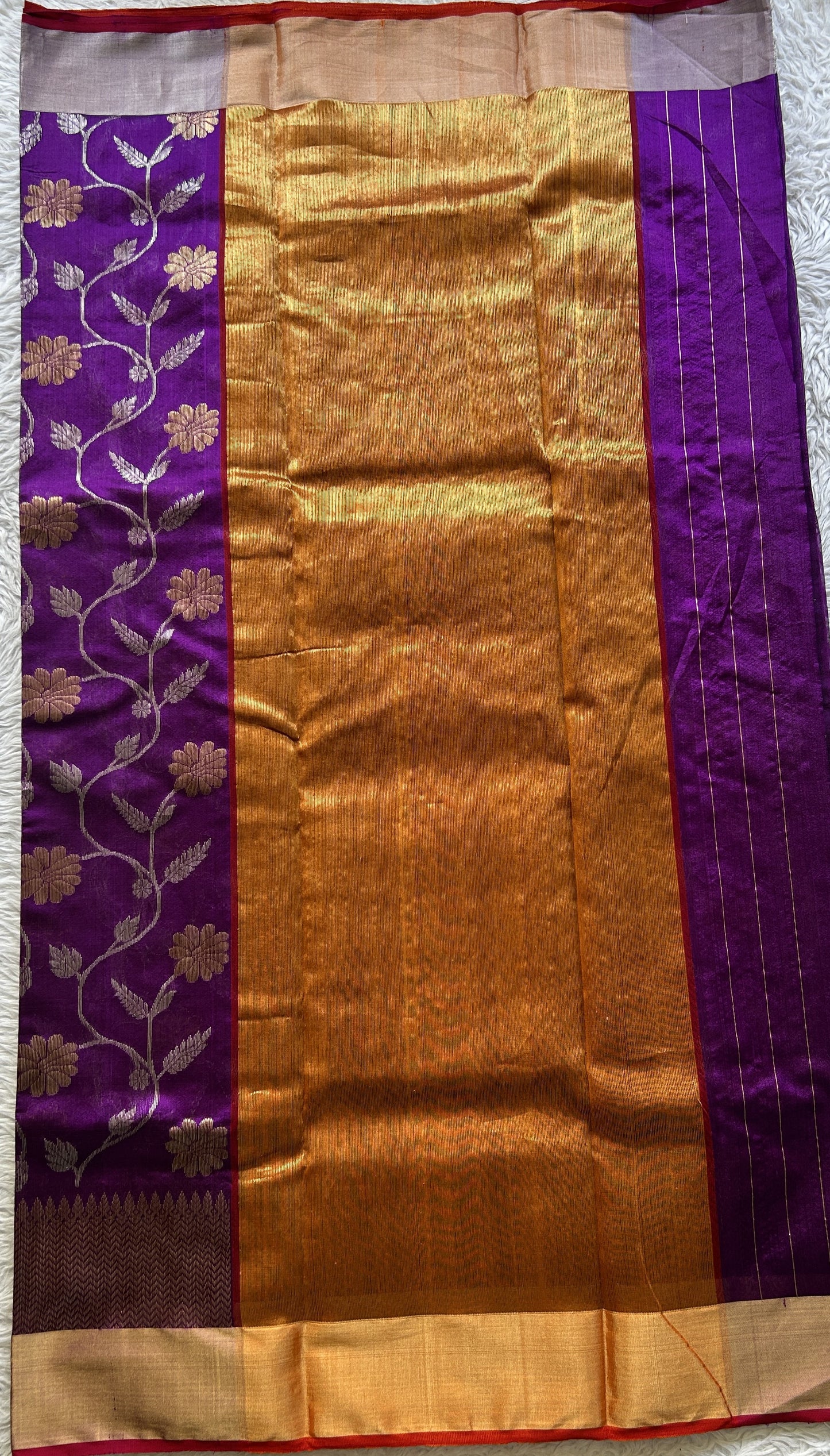 Chanderi Silk Allover Saree Purple color Elegantly Paired with a Zari border - Sampradaya Designer Studio