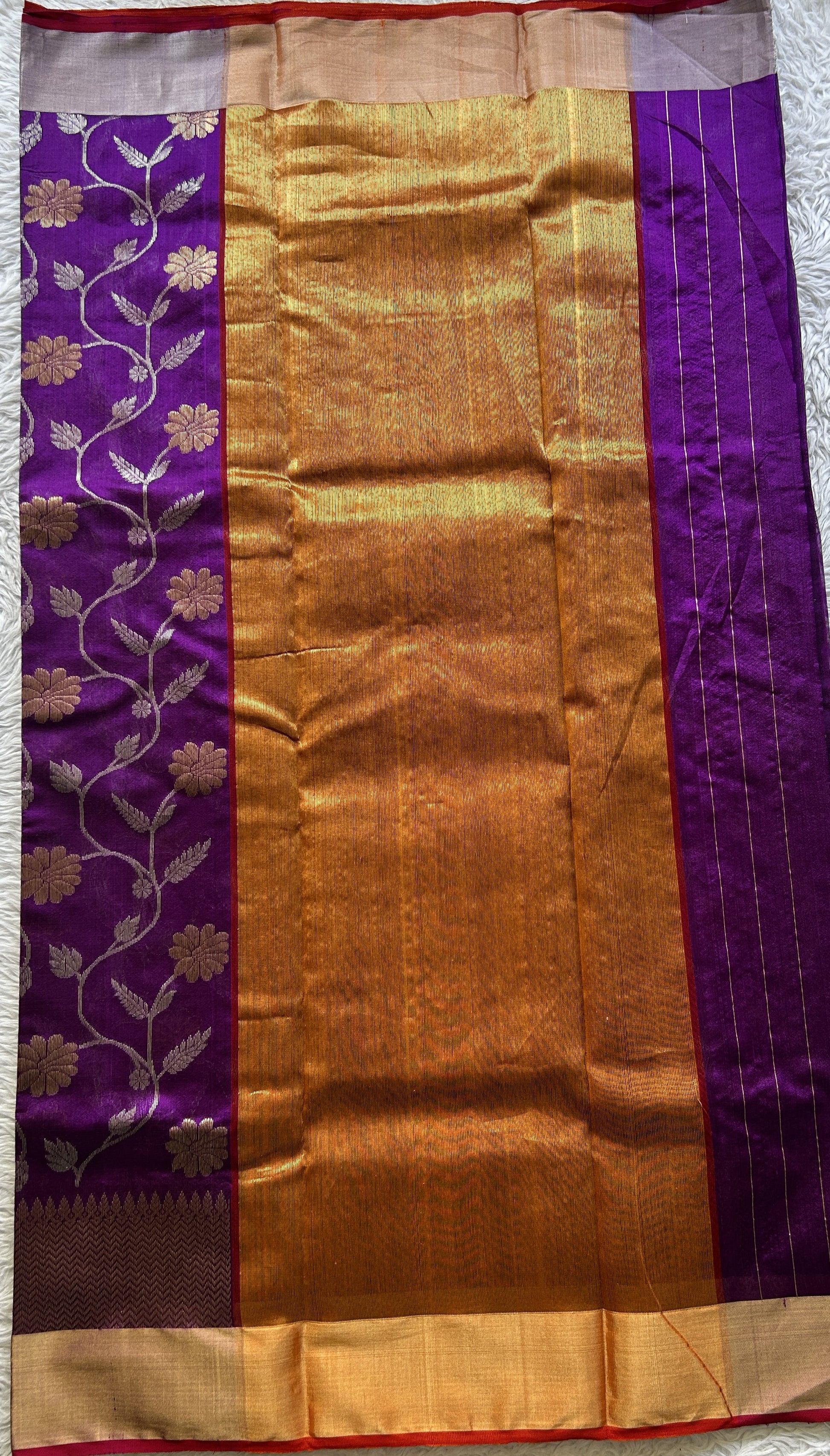 Chanderi Silk Allover Saree Purple color Elegantly Paired with a Zari border - Sampradaya Designer Studio