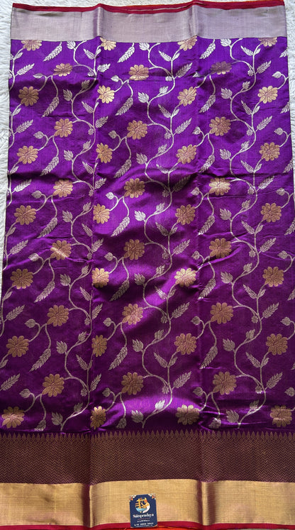 Chanderi Silk Allover Saree Purple color Elegantly Paired with a Zari border - Sampradaya Designer Studio