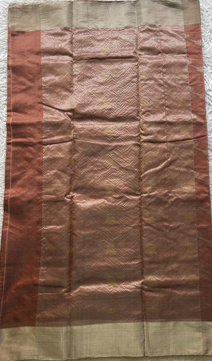 Chanderi Silk Allover Saree Onion Pink color Elegantly Paired with a Zari border - Sampradaya Designer Studio