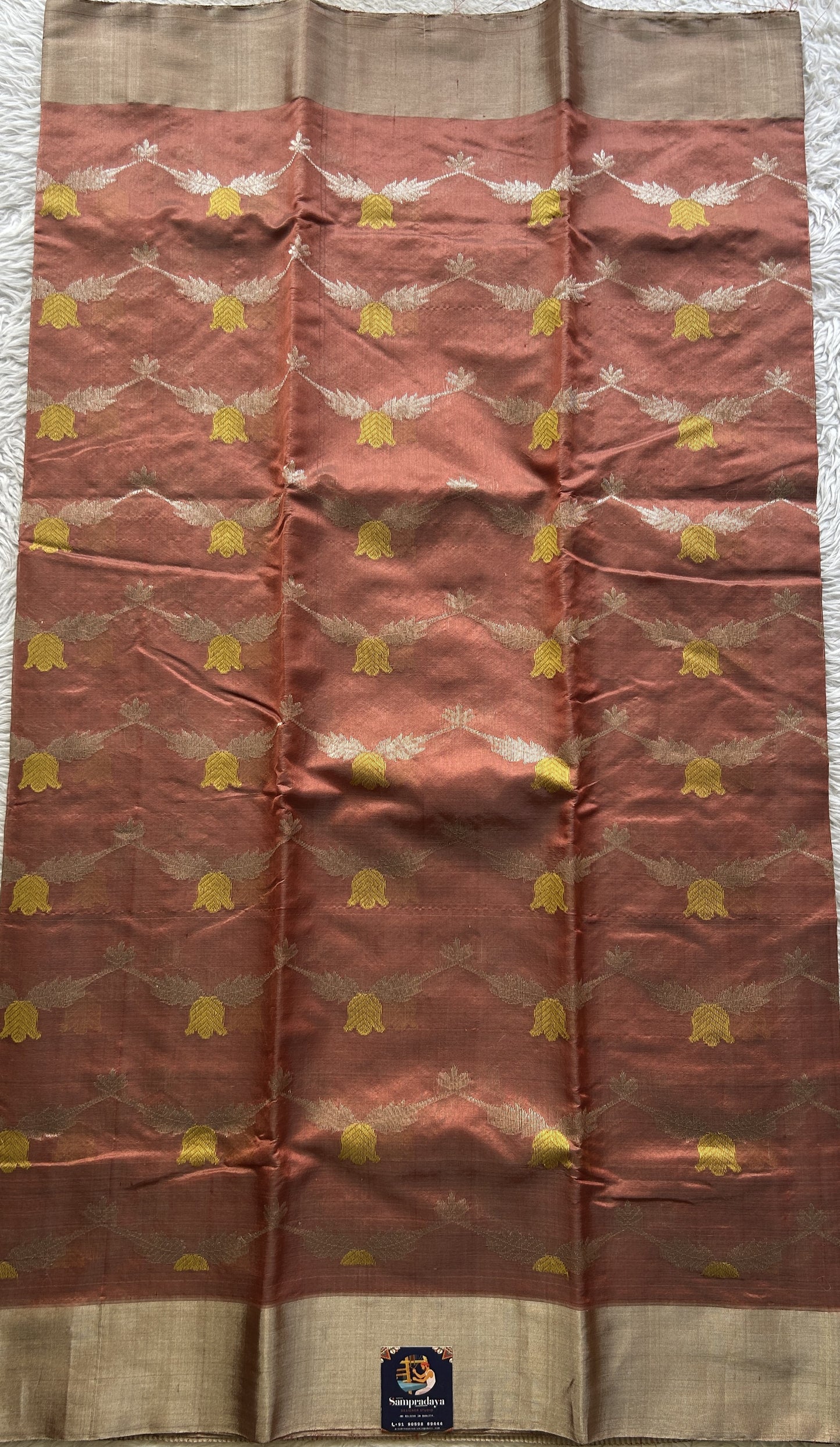 Chanderi Silk Allover Saree Onion Pink color Elegantly Paired with a Zari border - Sampradaya Designer Studio