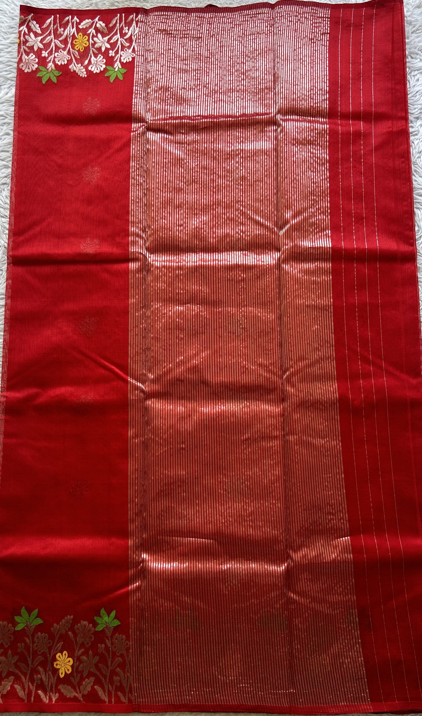Chanderi Silk Saree Candy color Elegantly Paired with a Minakari border - Sampradaya Designer Studio