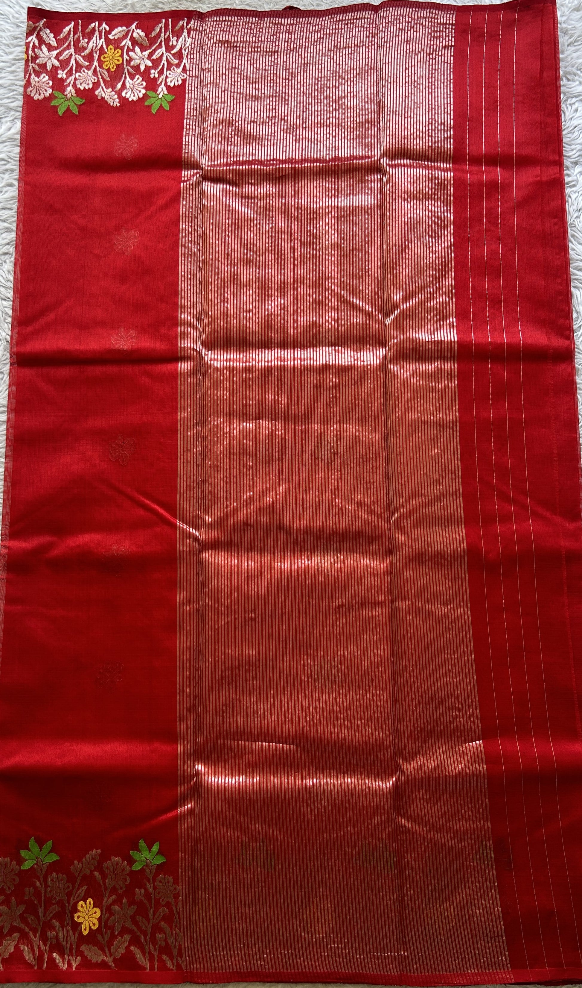 Chanderi Silk Saree Candy color Elegantly Paired with a Minakari border - Sampradaya Designer Studio