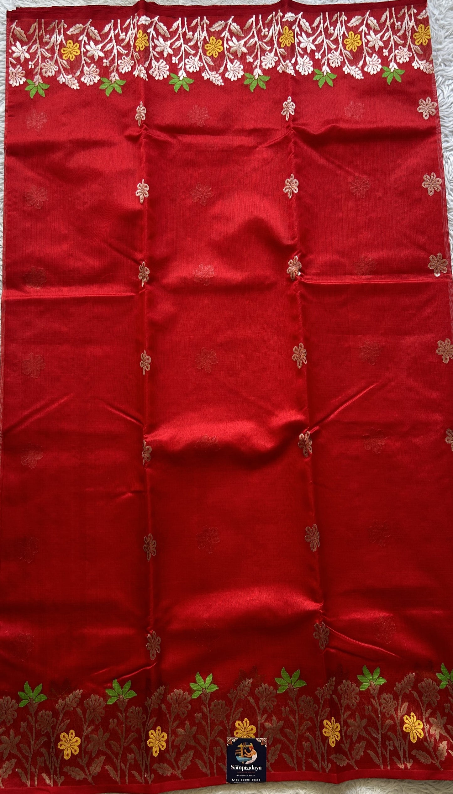 Chanderi Silk Saree Candy color Elegantly Paired with a Minakari border - Sampradaya Designer Studio