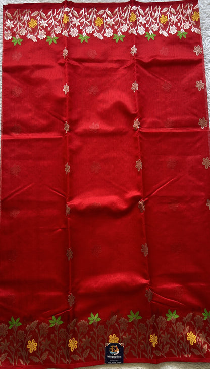 Chanderi Silk Saree Candy color Elegantly Paired with a Minakari border - Sampradaya Designer Studio