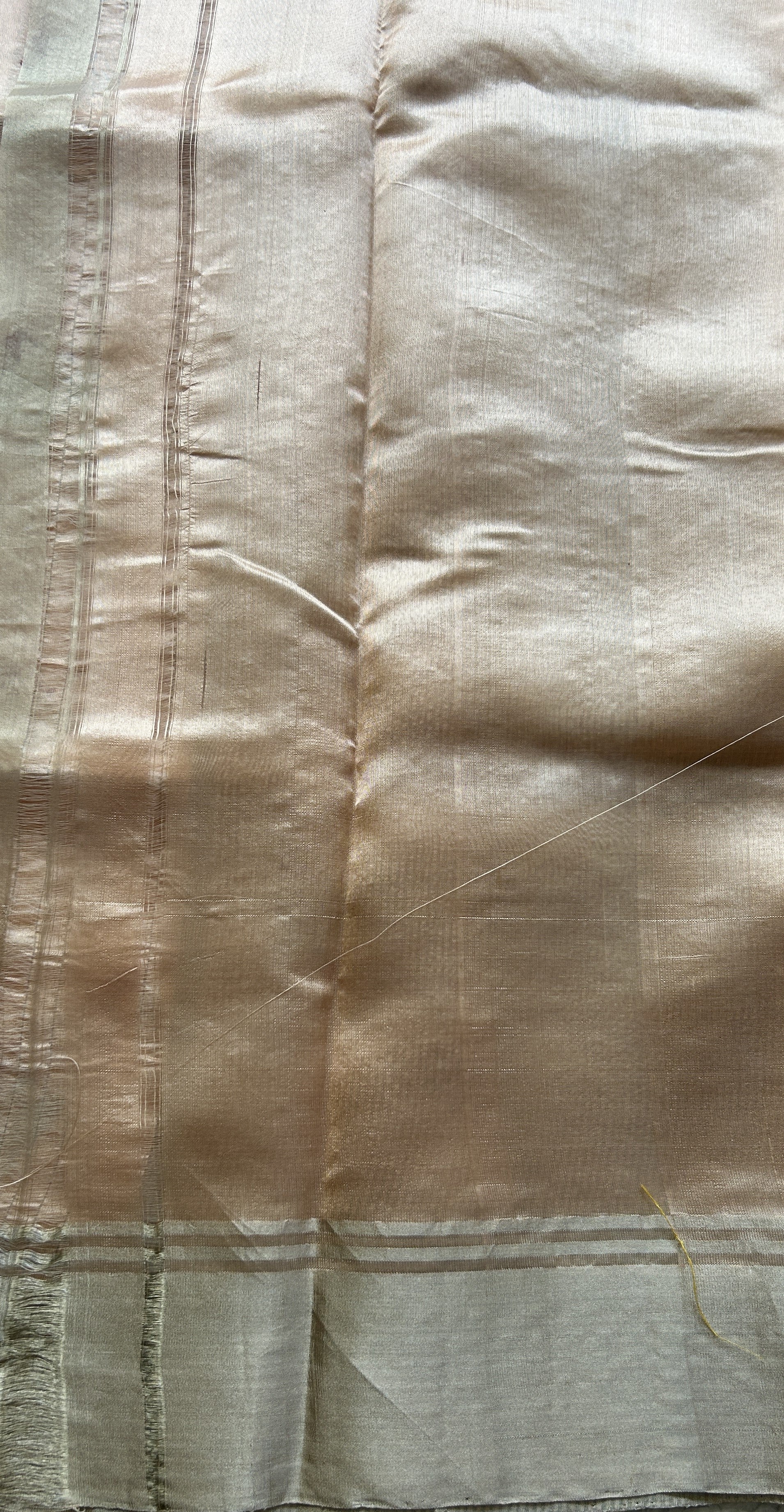 Chanderi Silk Saree Light Peach color Elegantly Paired with a Zari border - Sampradaya Designer Studio