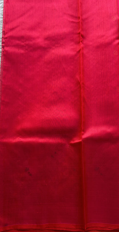 Chanderi Silk Saree Red color Elegantly Paired with a Minakari border - Sampradaya Designer Studio