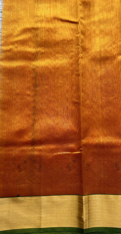 Chanderi Silk Saree Mustard color Elegantly Paired with a Zari border - Sampradaya Designer Studio